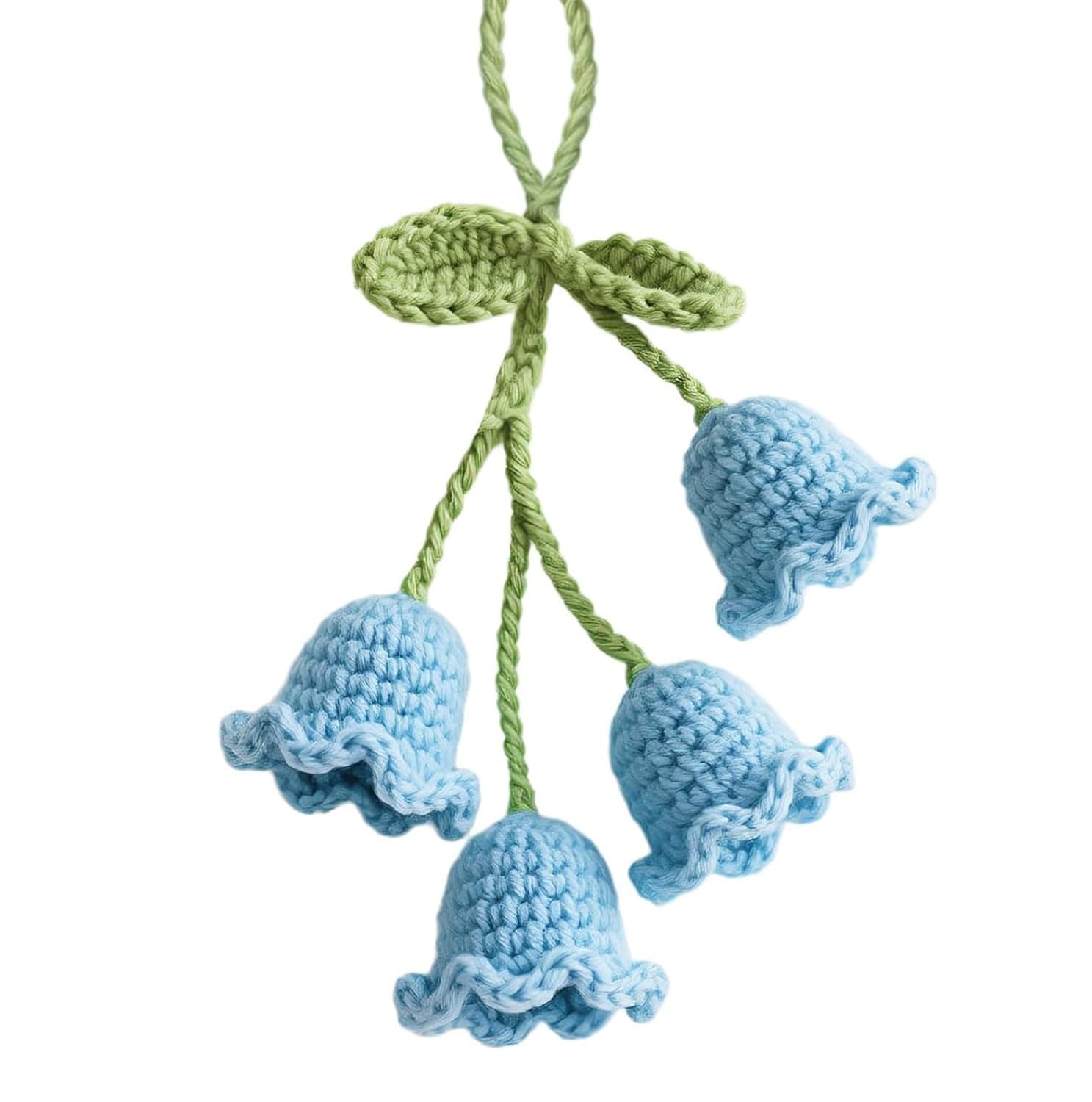 X spring Car Decoration, Elegant Car Mirror Hanging Accessories for Women, Beautiful Bellflower Pendant with Lucky Charm Design, Stylish car Interior Decor for Rearview Mirror and Keychain