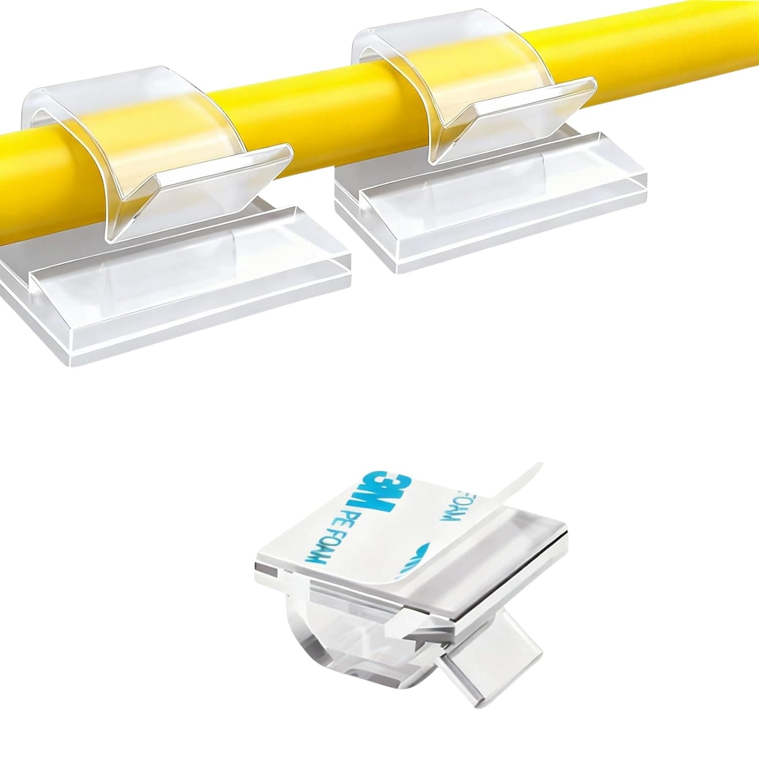 مشابك إضاءة خارجية شفافة كبيرة الحجم من توبافاتوب 45 قطعة، مشابك لشريط الإضاءة للكريسماس، لاصقة للكابلات وتنظيم الأسلاك والتحكم فيها، خطافات لحمل الأسلاك للحائط والسيارة والكمبيوتر