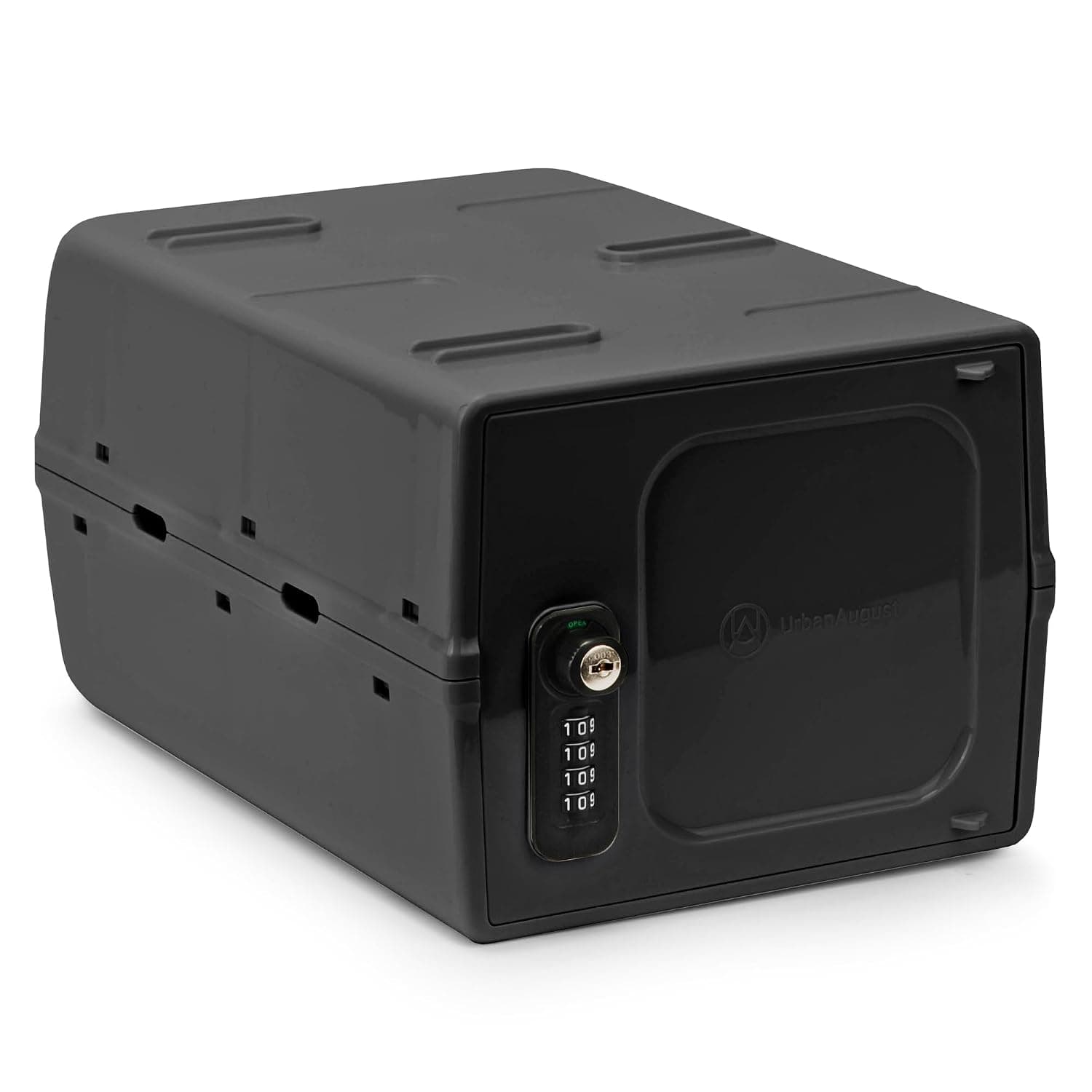 Urban August Dual Combination & Keyed Lockbox - Lockable Box for Everyday Use - Multi-Purpose lock for Home & Office Safety - Made of Industrial-Grade Plastic - One Size (Graphite)