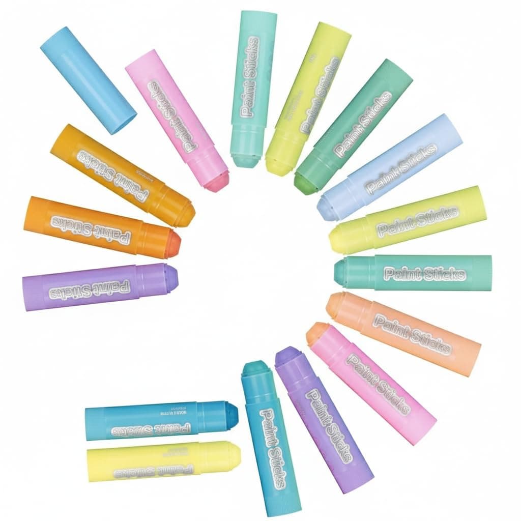 12 Pastel Colors Tempera Paint Sticks Set, Quick-Drying Washable Non-Toxic Art Supplies for Kids, Artists, Classroom, Mess-Free Crafting on Paper, Wood, Glass