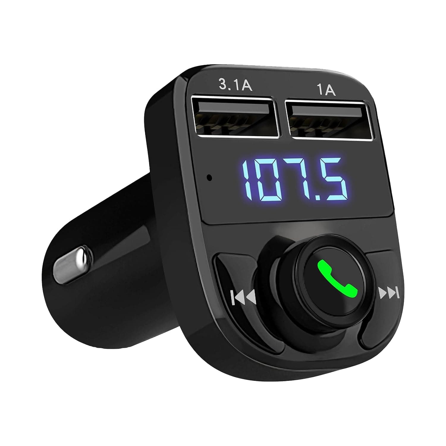 Handsfree Call Car Charger,Wireless Bluetooth FM Transmitter Radio Receiver,Mp3 Audio Music Adapter,Dual USB Port Charger Compatible for All Smartphones,Samsung Galaxy,LG,HTC,etc.