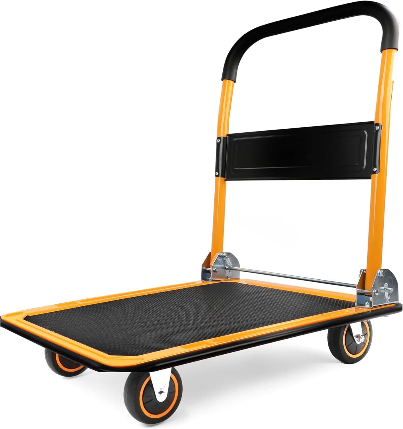 Heavy Duty Foldable Platform Hand Truck, 330 LBS Capacity Large Size Flatbed Cart with Foldable Handle, Multi-Purpose Utility Trolley for Home, Garage & Warehouse Use