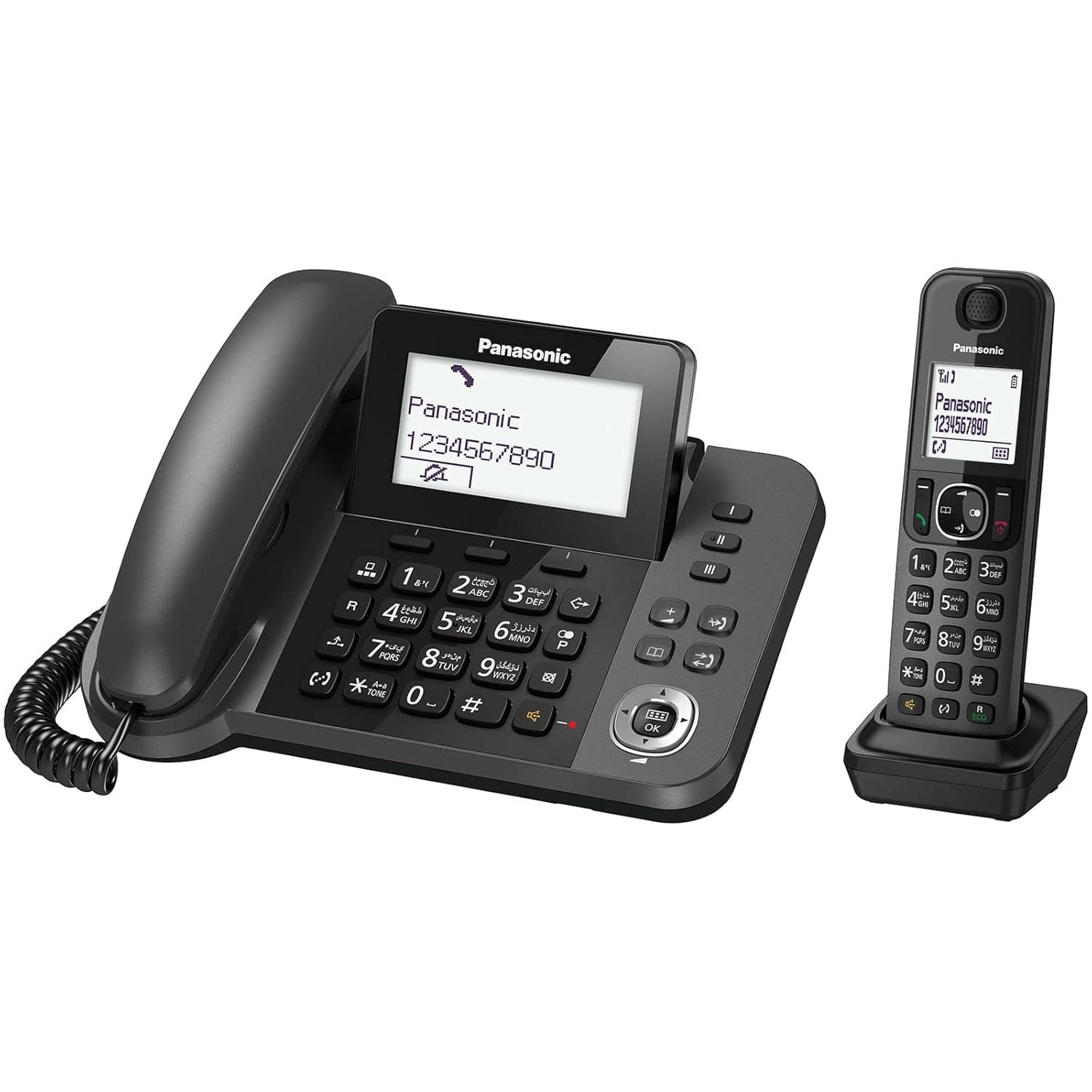 Panasonic KX-TGF310UEB Digital Cordless and Corded Phone, Black