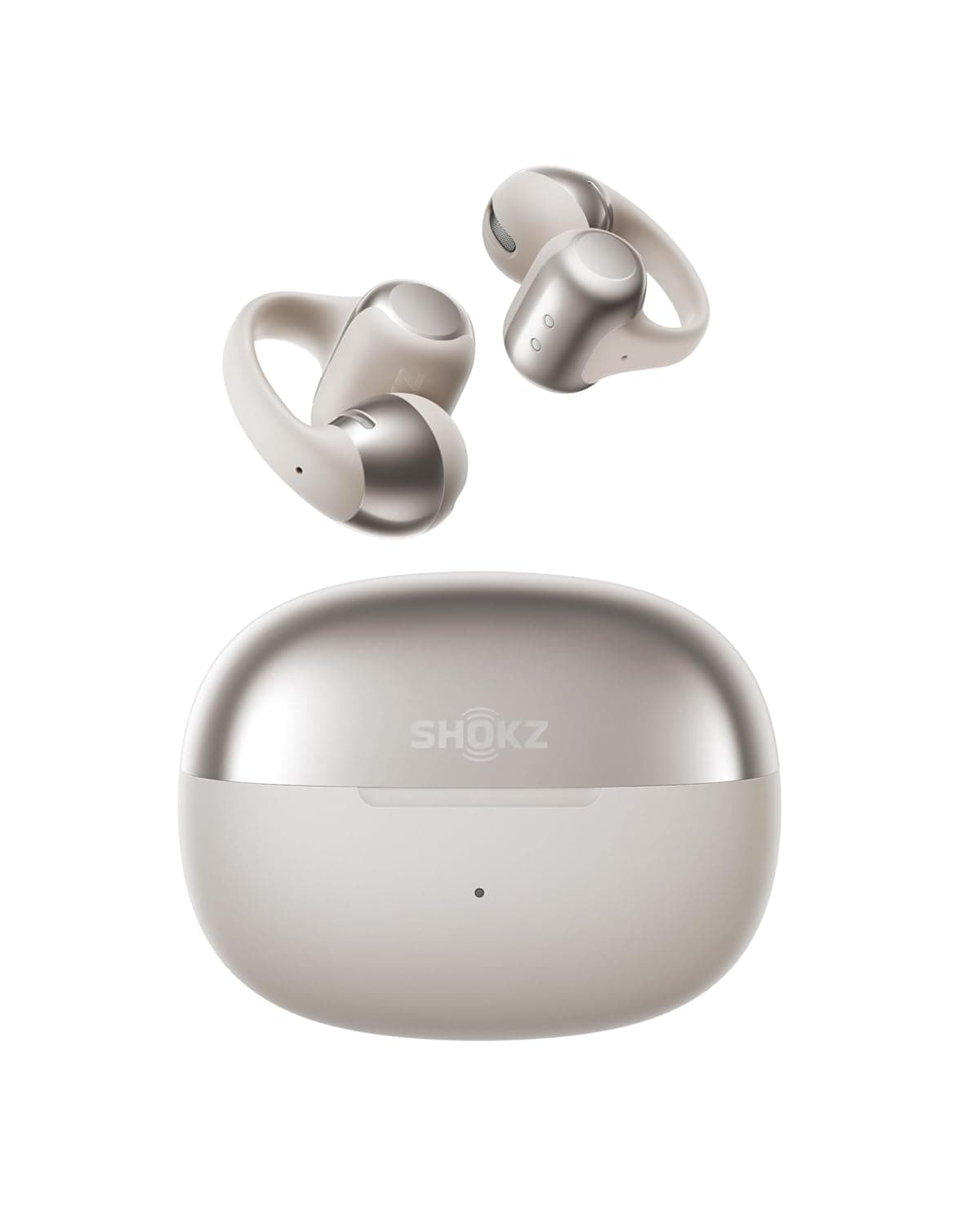 سماعات SHOKZ OpenDots ONE المفتوحة للأذن، صوت Dolby ، بوزن 6.5 جرام، 40 ساعة للتشغيل، Bluetooth 5.4، سماعات لاسلكية بميكروفون، شحن سريع، IP54مقاوم للماء، مع قطعة قماش للتنظيف، مناسبة للتنقل - رمادي
