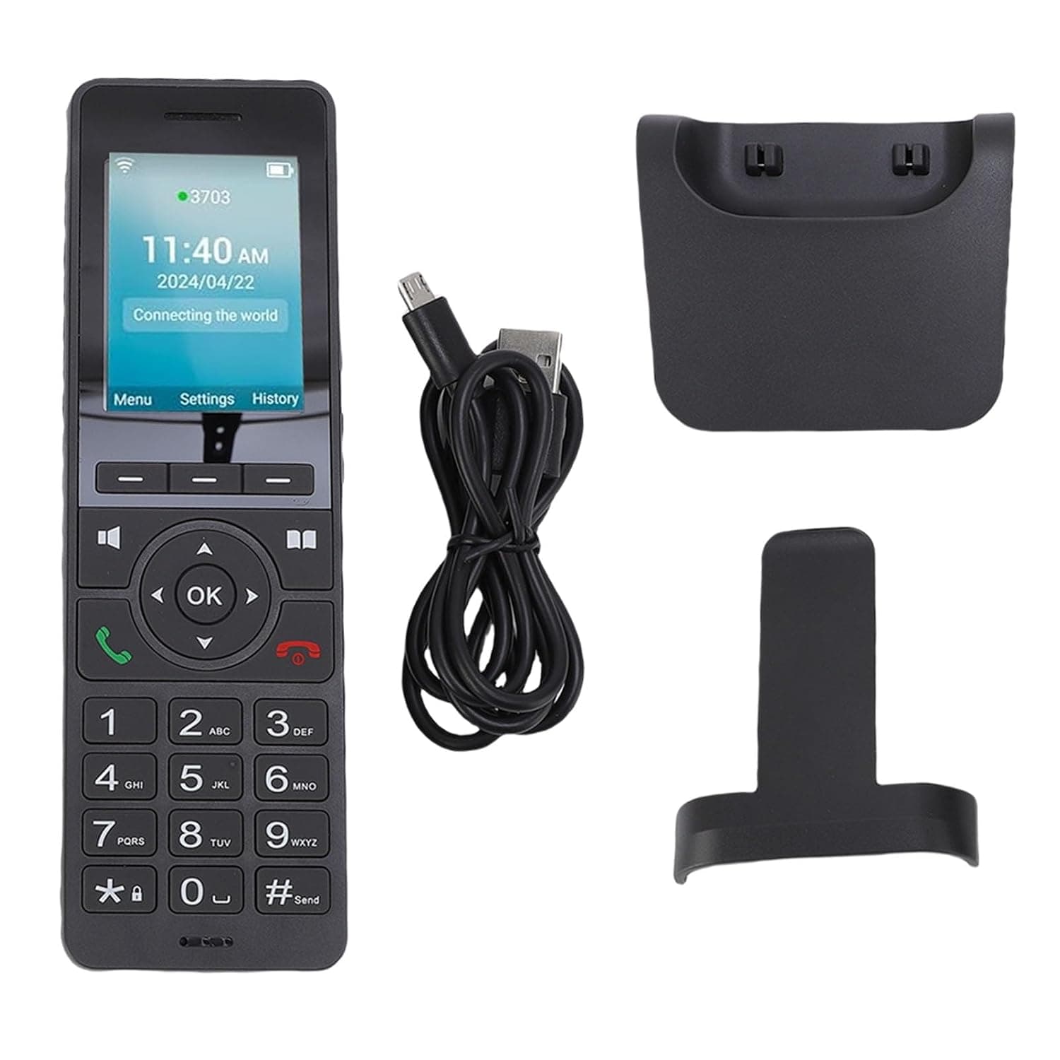 4G LTE Cordless Phone with SIM Card and SIP Accounts, 2.4in Color Screen, Wi Fi BT, 16H Talk Time Advanced Noise Cancellation,Waterproof Dustproof Drop-Resist, Family Phone