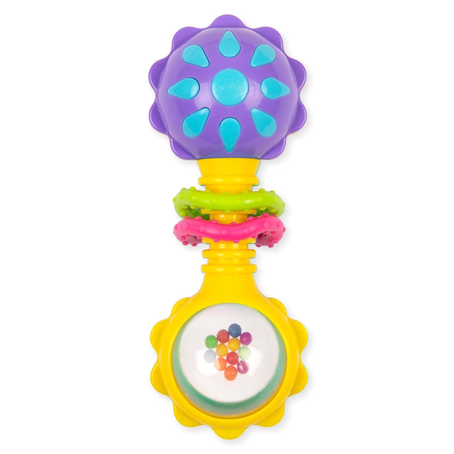 Playgro Twisting Barbell Rattle Refresh - Interactive Baby Teething Toy for Soothing Gums, Colorful Beads, and Engaging Sounds, Multicolor