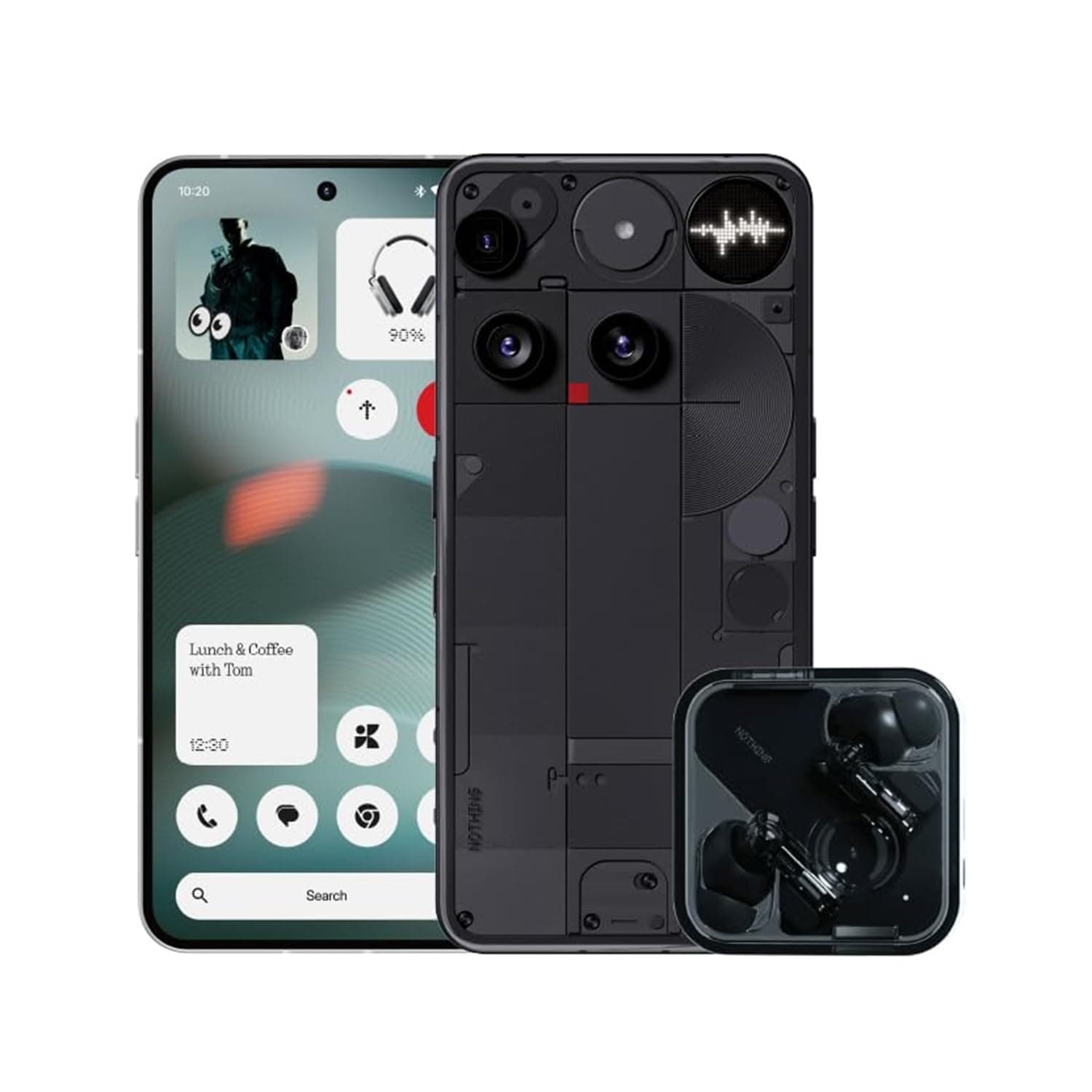 Nothing Phone (3) - Smartphone with 50 MP Triple Rear Camera system, 24 Hour Silicon Carbon Long Lasting Battery, 6.67" 120Hz AMOLED Display and Glyph Matrix, 16GB + 512GB - Black Bundle (Ear Black)