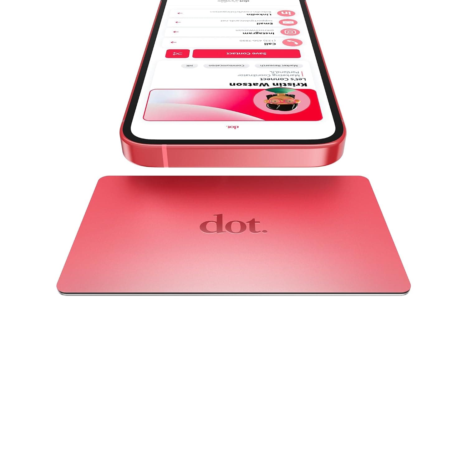 dot. Card Metal - Digital Business Card - Tap Compatible with iPhone & Android (Red)