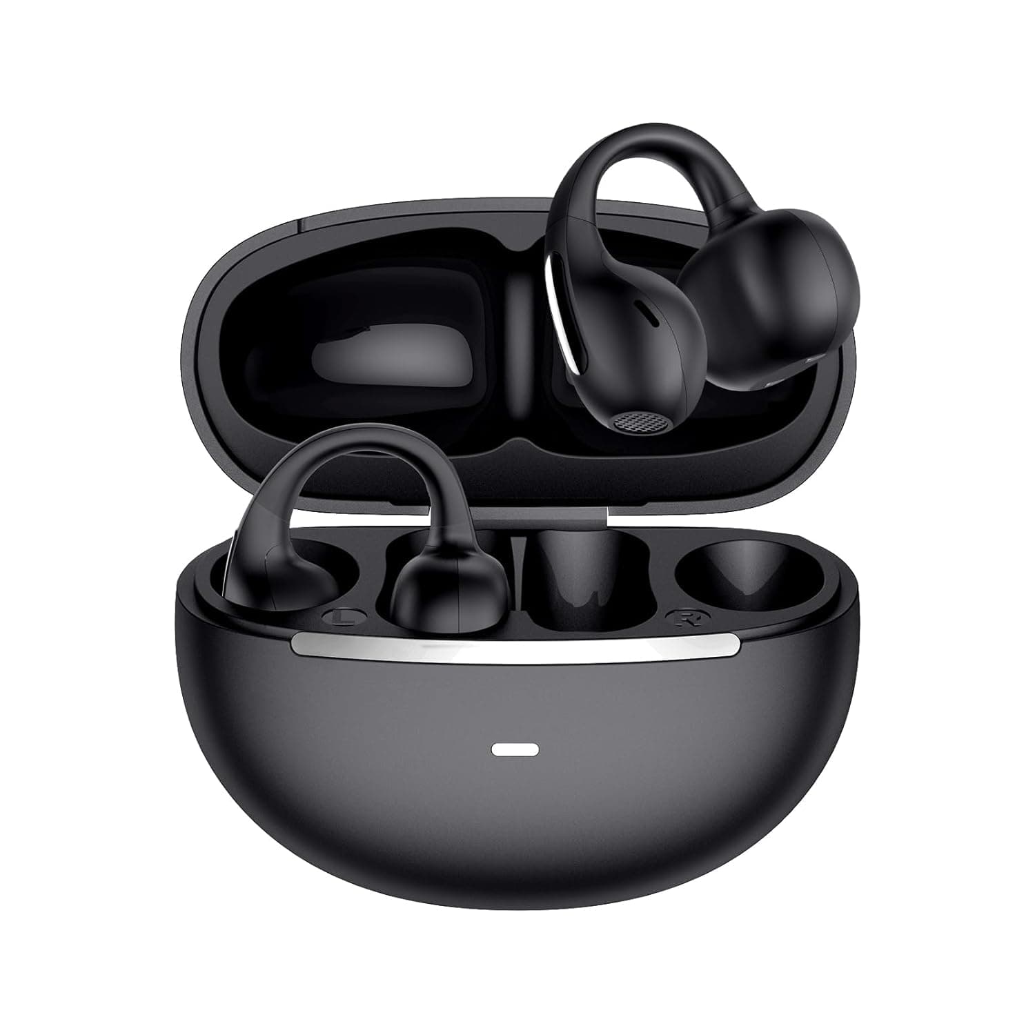 Clip on headphones Wireless Earbuds Bluetooth 5.4, Dynamic Drivers, Open Ear, Lightweight Comfort, 25 Hours Sports Earphones, Air Conduction Bluetooth Earbuds Compatible with iPhone & Android, Black