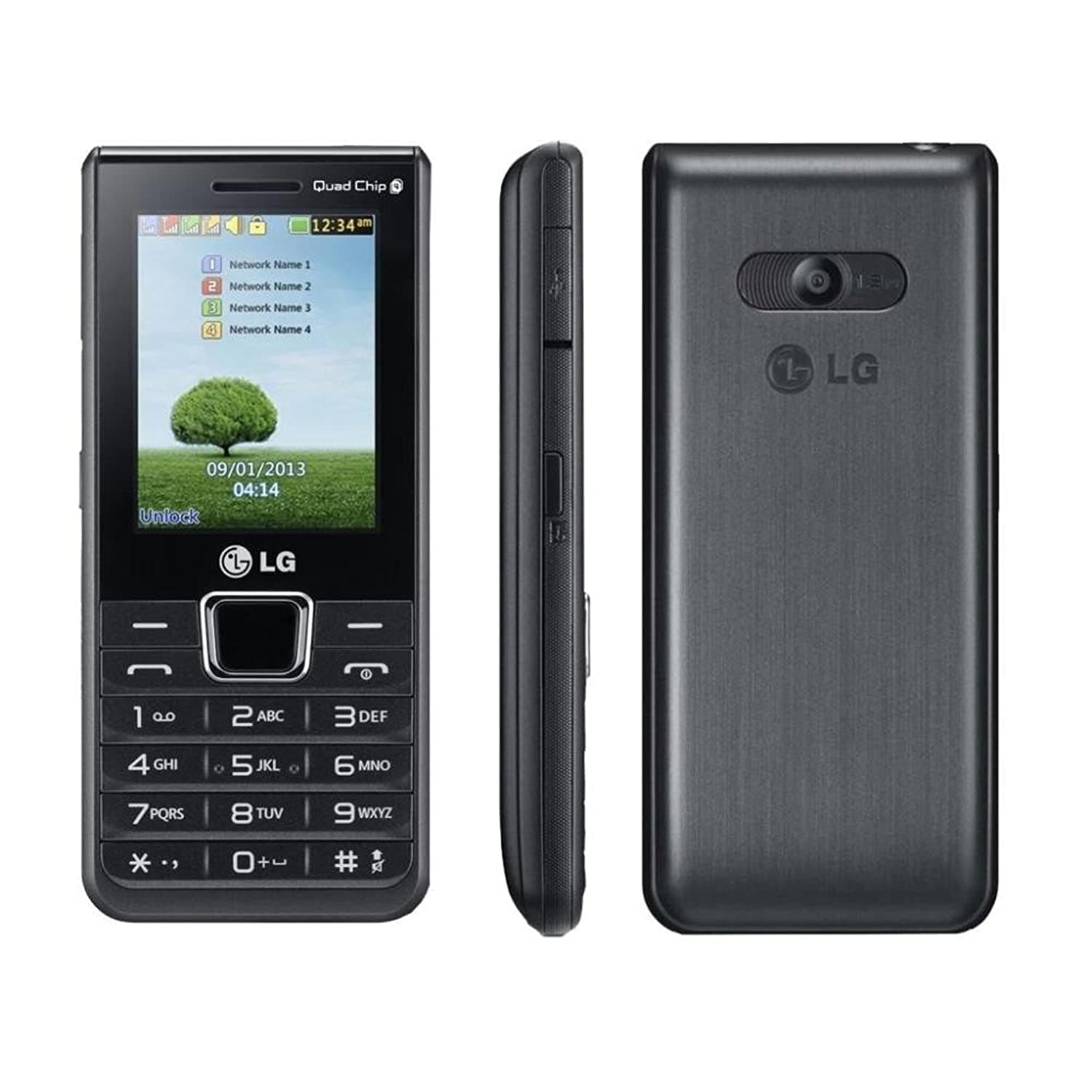 LG موبايل A395 رباعي شرائح الاتصال (اسود)