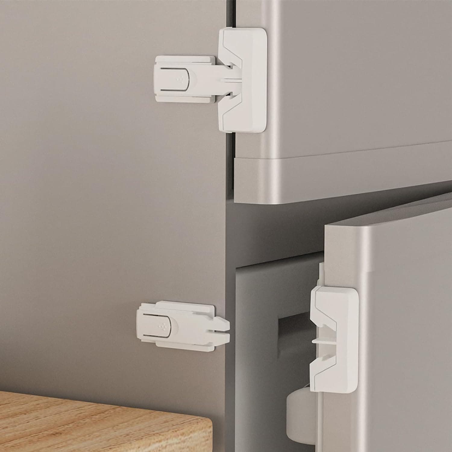 2 Pack Refrigerator Fridge Freezer Door Lock for Kids, Child Proof Latch Lock to Keep Door Closed, Door Lock for Toddlers, no Tools Need or Drill (White)