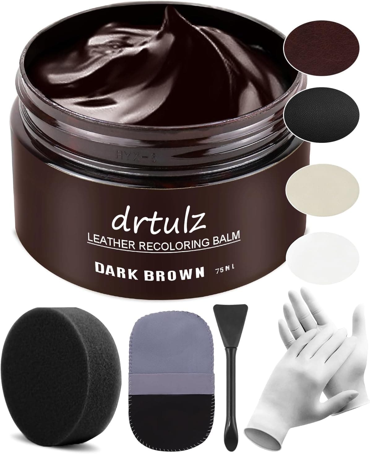 Leather Recoloring Balm, Dark Brown Leather Repair Kit for Furniture, Steering Wheel, Car Seat, Sofa, Purse - Repair Faded or Scratched Leather Vinyl, Leather Color Restorer Conditioner Polish