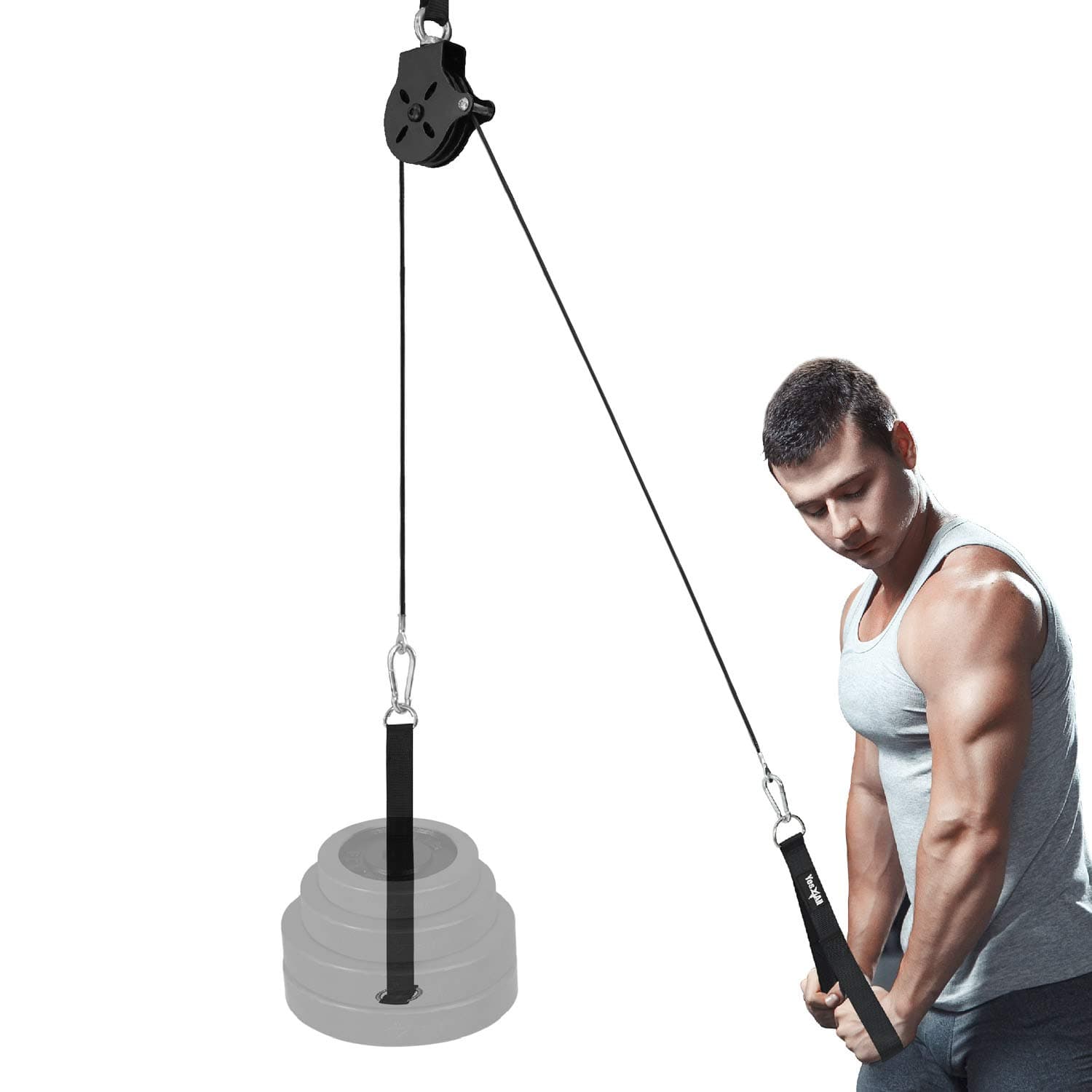 Yes4All Weight Plate Loading Pin 1 inch and 2 inch, Fitness LAT Cable Pulley System Gym, Heavy Duty Gym Equipment For Home with Tricep Rope Cable Attachment