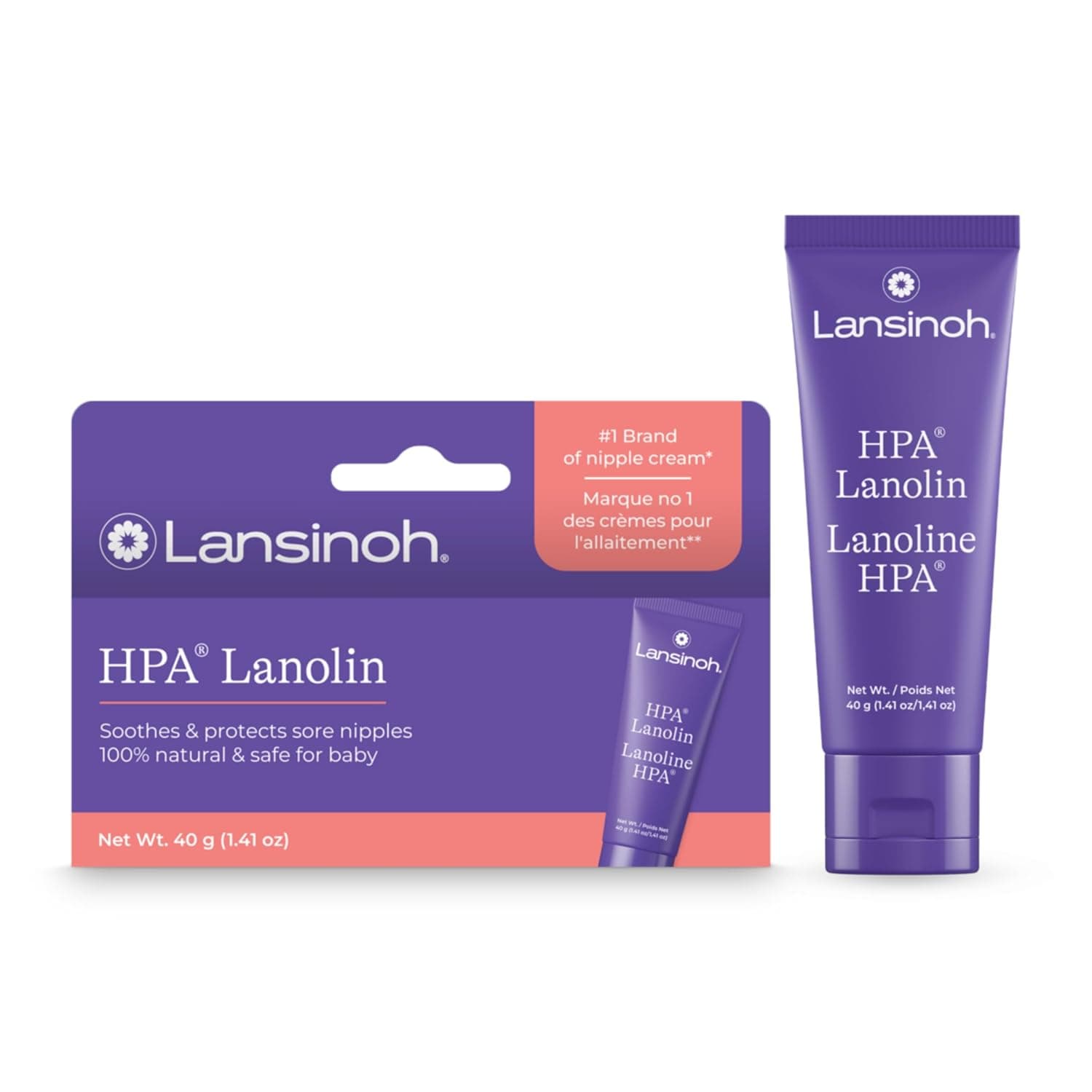 Lansinoh HPA Lanolin Nipple Cream, Safe for Baby and Mom, Breastfeeding Essentials, 40 g