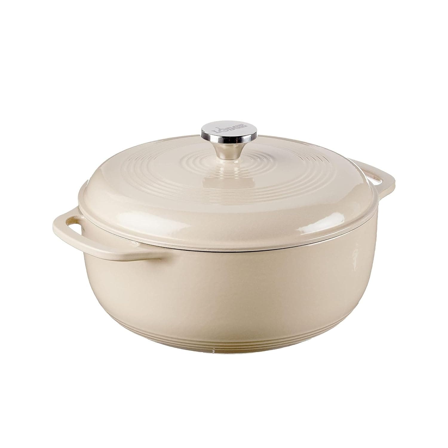 Lodge 6 Quart Enameled Cast Iron Dutch Oven with Lid – Dual Handles – Oven Safe up to 500° F or on Stovetop - Use to Marinate, Cook, Bake, Refrigerate and Serve – Sandalwood
