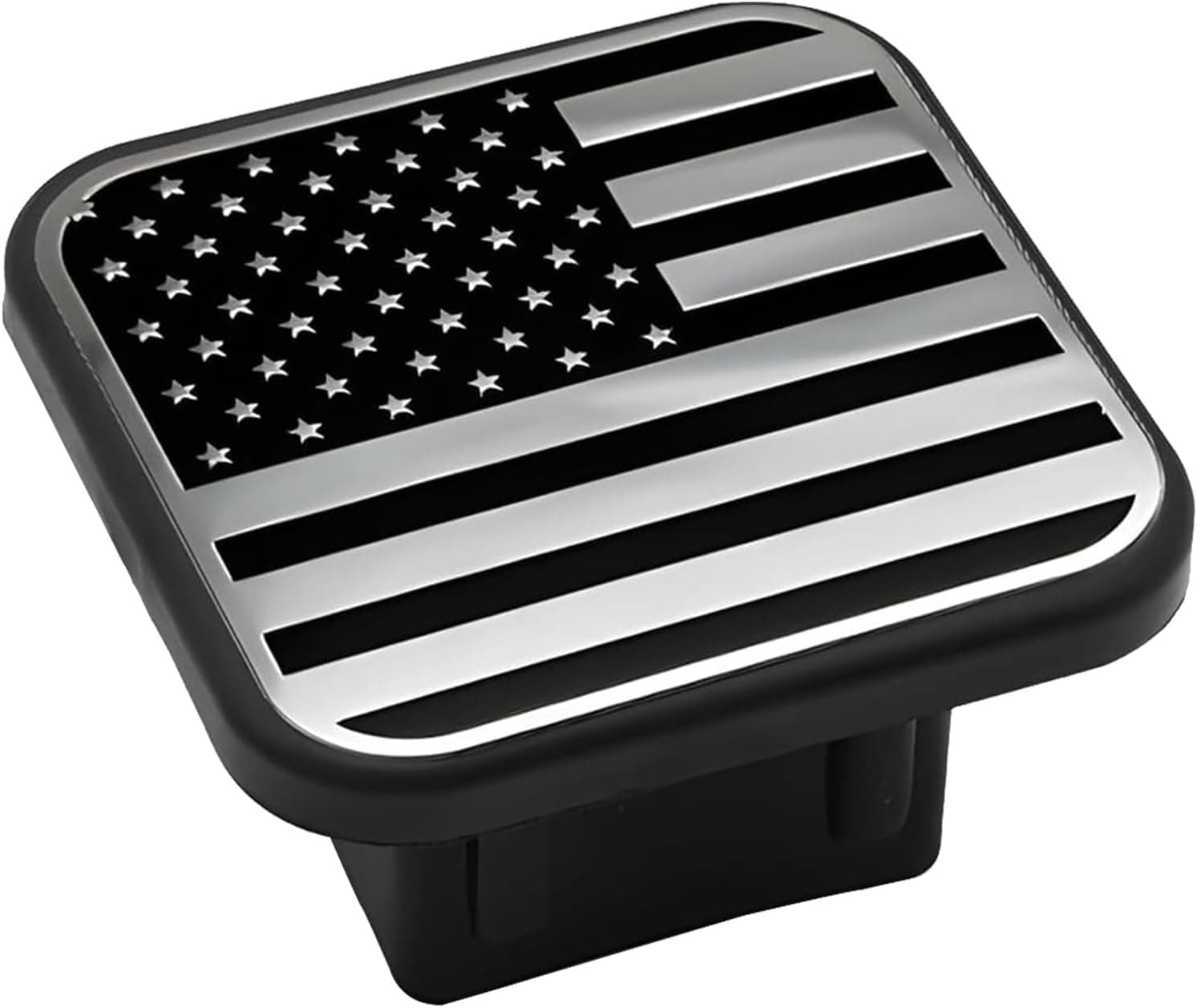 2 Inch Trailer Hitch Cover, 2" Receivers Tube Plug Insert Cap Fit, Car Exterior Accessories, Tow Hitch Cover for Most Vehicles, SUV, RV, Pickup, ATV（American Flag） (American Flag-Silver)
