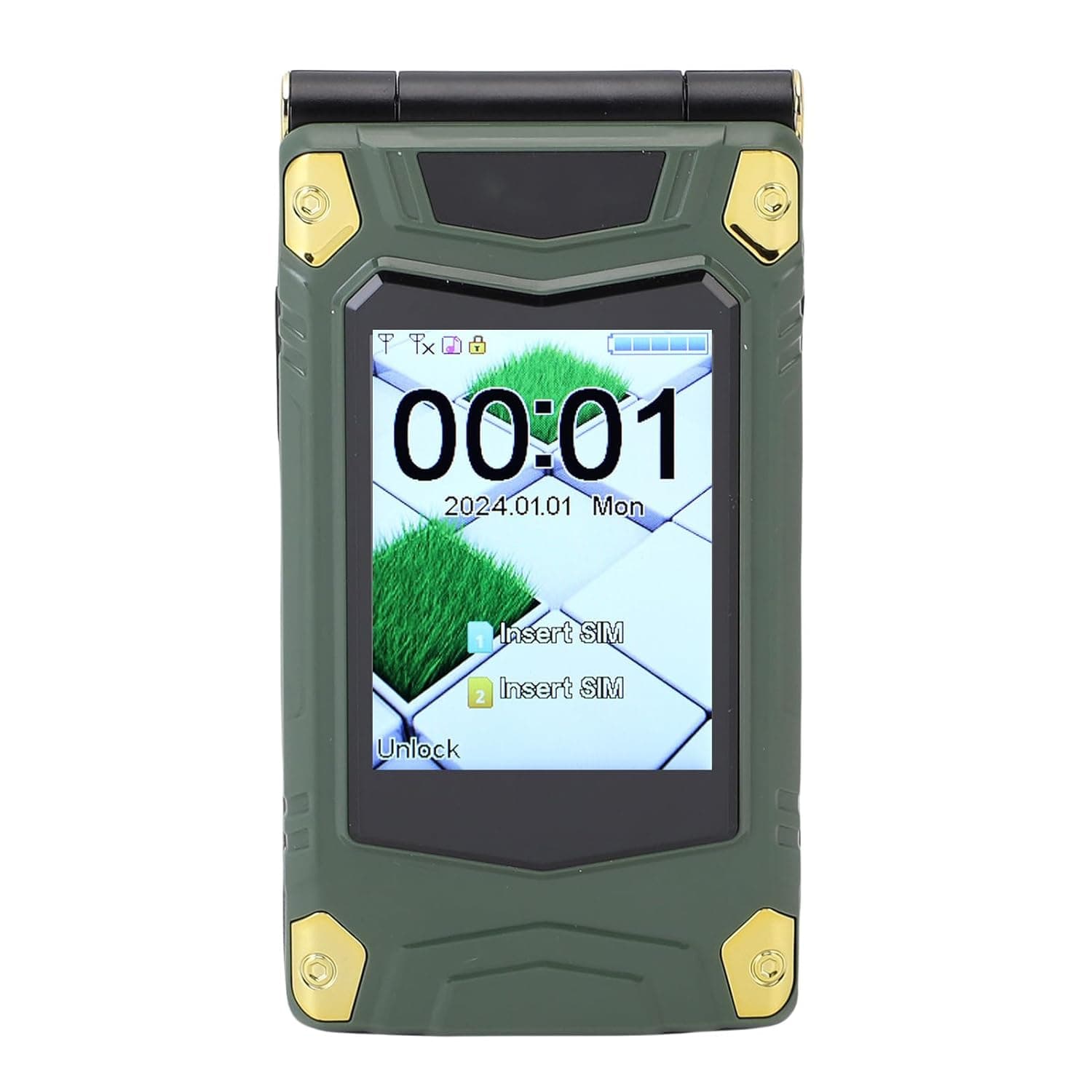 XUMIUZIY Flip Phone, 3.0 Inch Internal Screen 2.6 Inch External Screen Zinc Alloy Flip Phone with Dual SIM Dual Standby 4800mAh Battery, for Seniors with Large Fonts and Icons (Green)