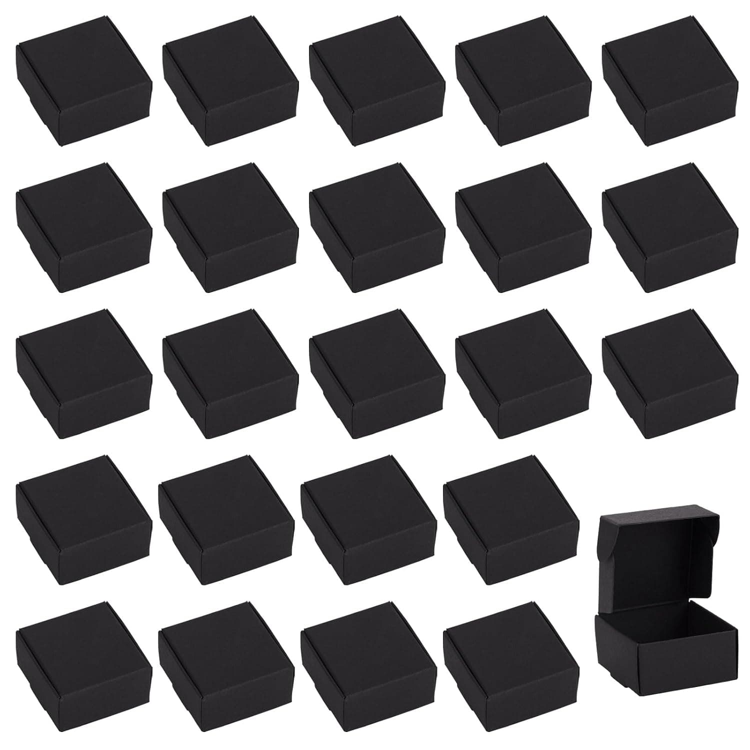 Beadthoven Small Folding Boxes, 4.1 x 3.8 x 2 cm, Square Cardboard Box, Corrugated Cardboard Box for DIY Gifts and Party Wrapping, Black, Pack of 50