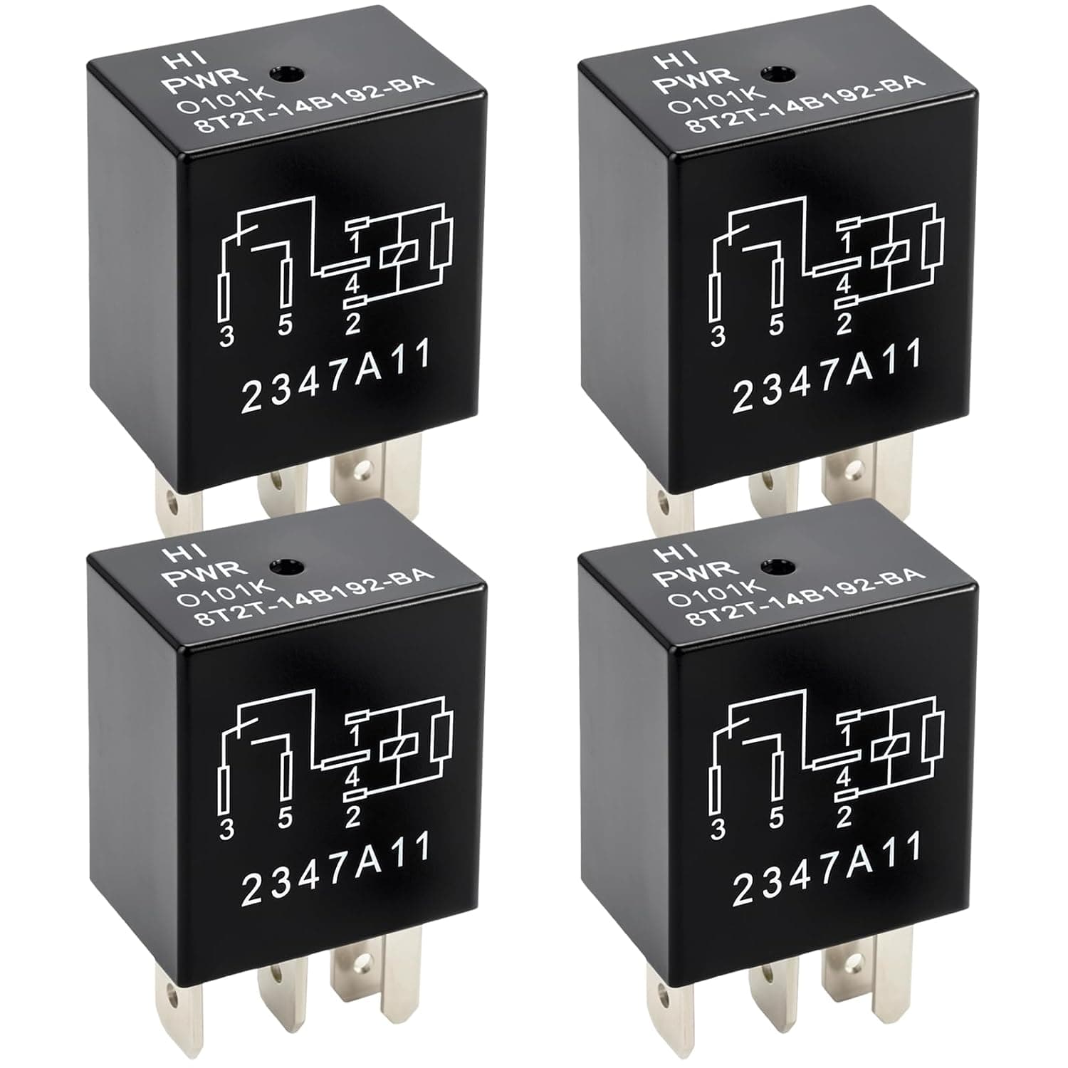 4Pcs Automotive Relay 8T2T-14B192-BA, 12VDC 30A 5-Pins Relay - Reliable OEM Replacement, Compatible for Select Ford Vehicles