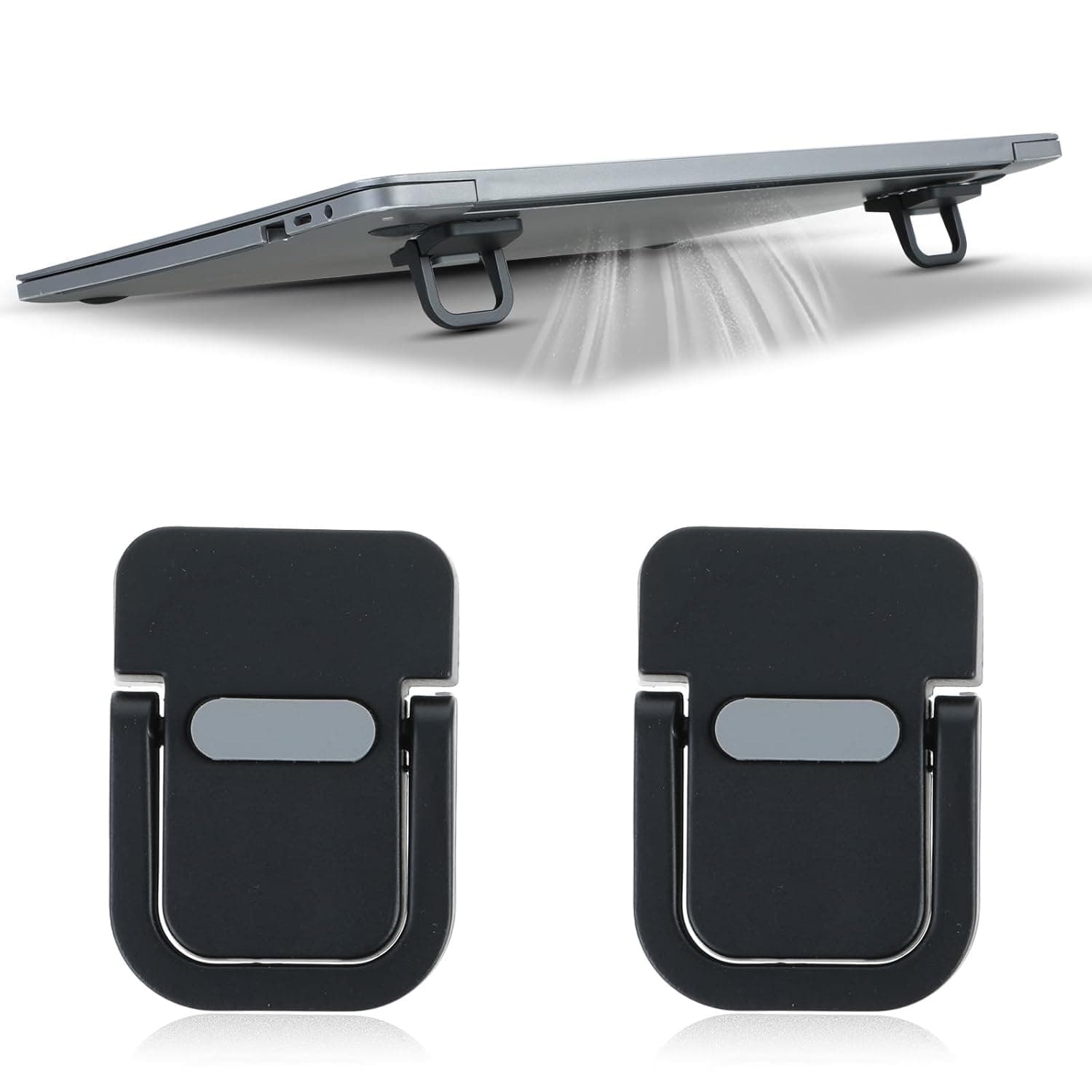 2 Pcs Foldable Keyboard Riser Stand for Desk, Adjustable Tilt & Portable Mini Laptop Feet Ergonomic Computer Keyboard Lift Office Accessories (Black)