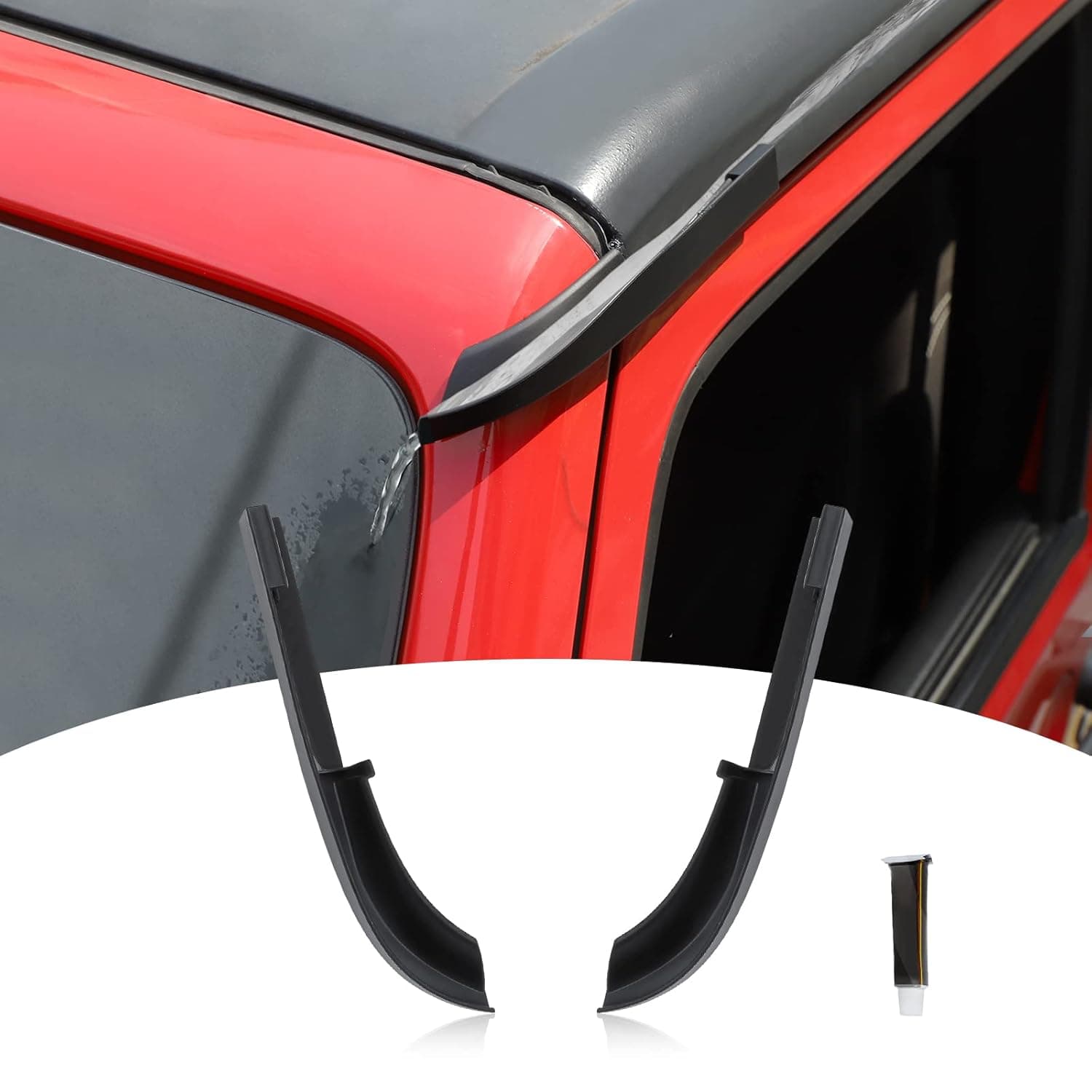 JeCar JK Hardtop Rain Gutter Extension Drip Rail Rain Diverter Exterior Accessories for Jeep Wrangler 2011-2018 JK JKU, Upgrade Version