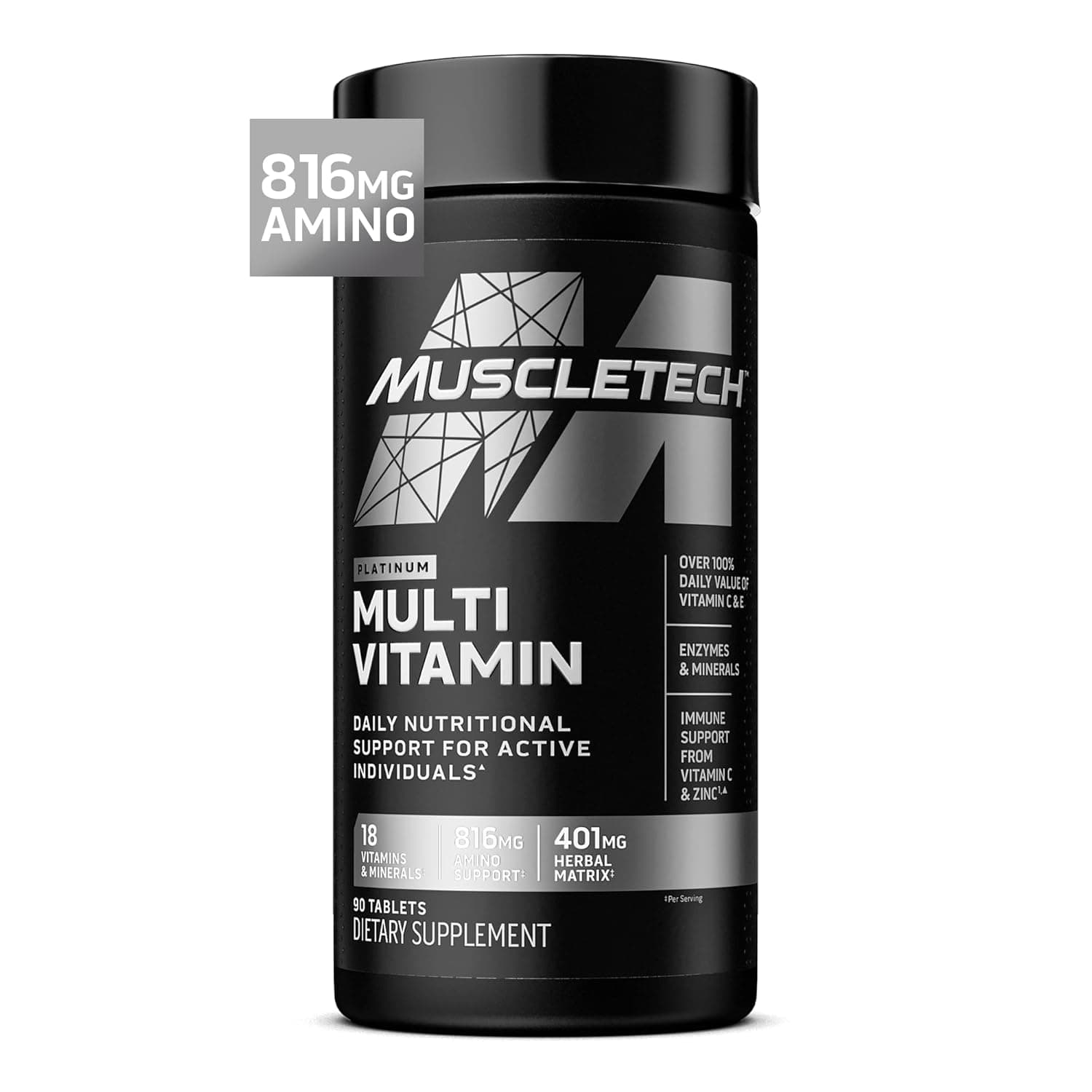 Muscletech Essential Series Platinum Multivitamin | Vitamins & Minerals | Amino Support | Promotes A Healthy Body | Daily Nutrition | 90 Tablets