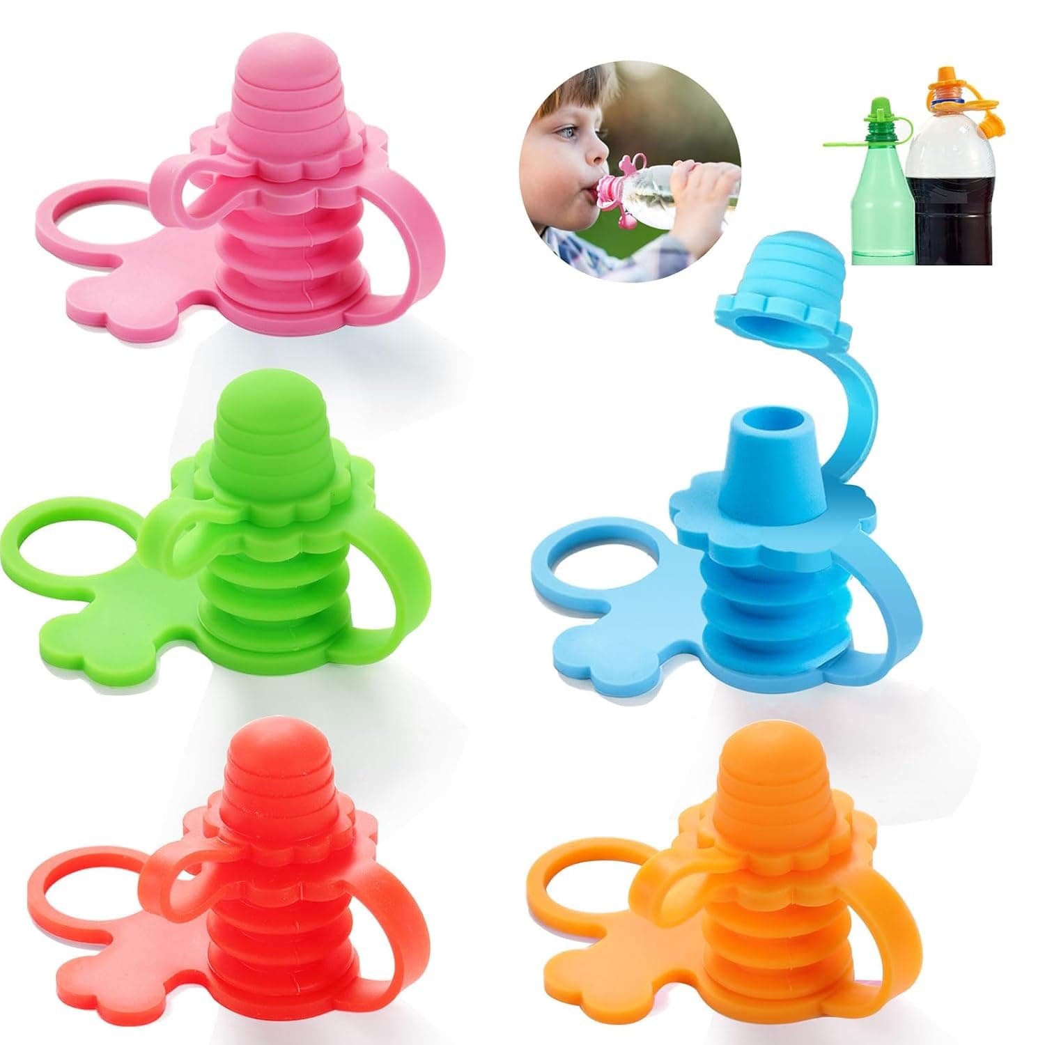 No Spill Silicone Bottles Top Spout for Toddlers Kids and Adults, Protects Kids Mouth, BPA Free (Old Style)