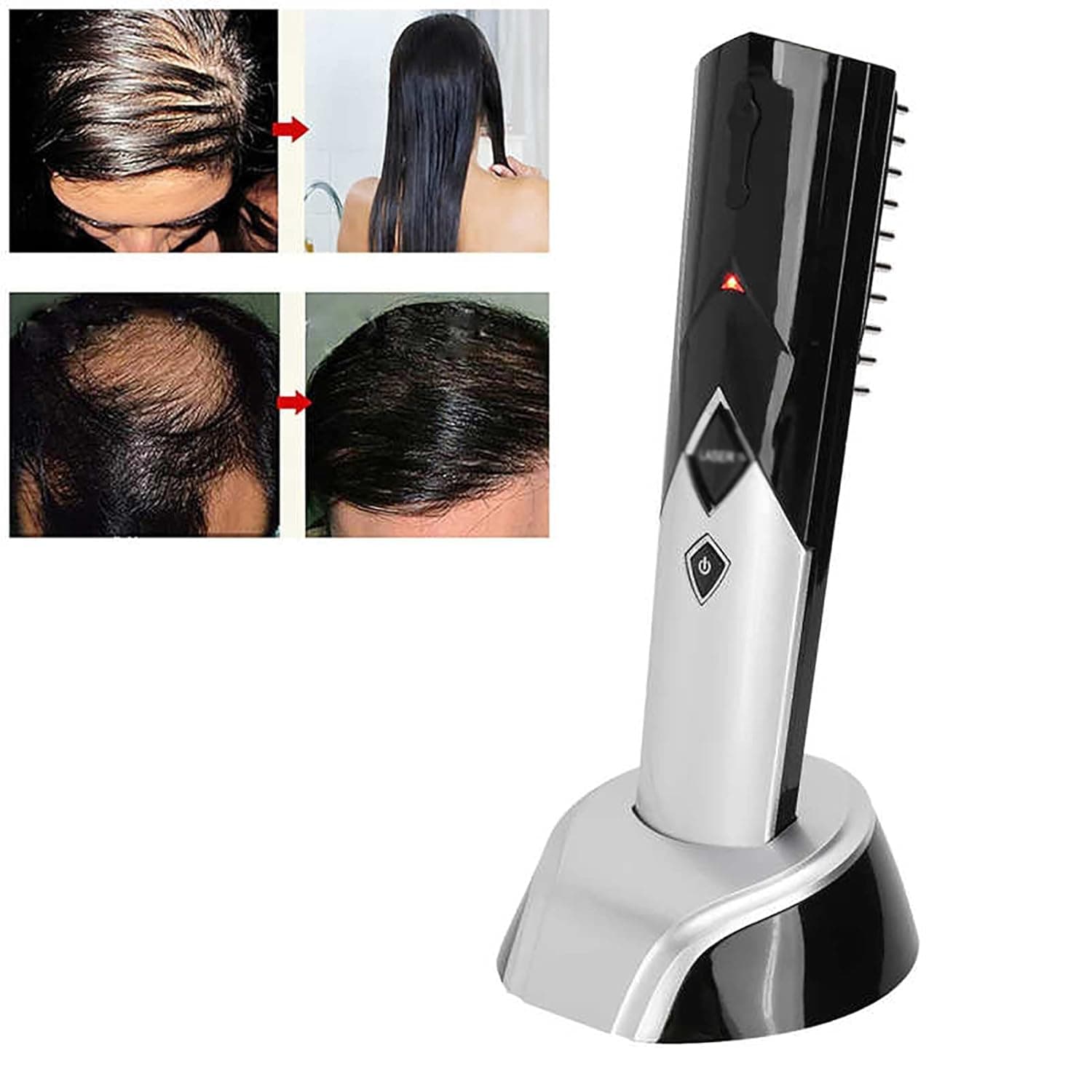 مشط تدليك لنمو الشعر من هاسمي، جهاز مضاد لتساقط الشعر، جهاز تدليك فروة الرأس بالاهتزاز الفيزيائي للعناية بالشعر، فرشاة كهربائية للعناية بنمو الشعر، جهاز تدليك بالاهتزاز مضاد للفقدان