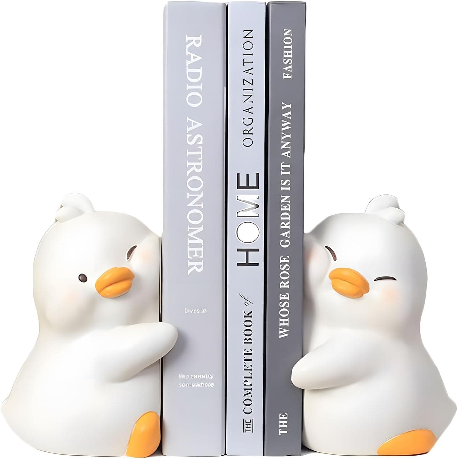 Aputue Decorative Bookends, Animal Bookends for Shelves, Fun and Creative Book Holder for Desk, Kids Room Bookshelf Accessories, Cute Duck Book Ends for Home Office