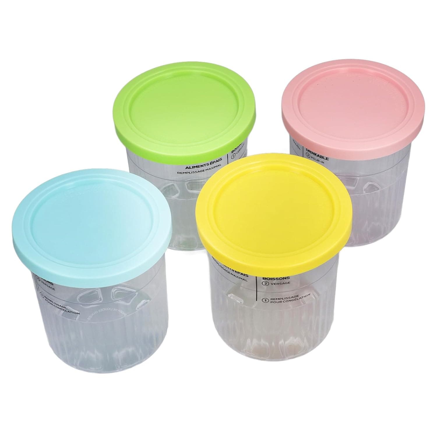 GOWENIC 4PCS Baby Food Storage Jars 701-800ml Creamy Ice Cream Container with Lids, Reusable Dessert Cups for Kids, PC Material Leak Proof Freezer Safe, Easy Clean Snack Containers for