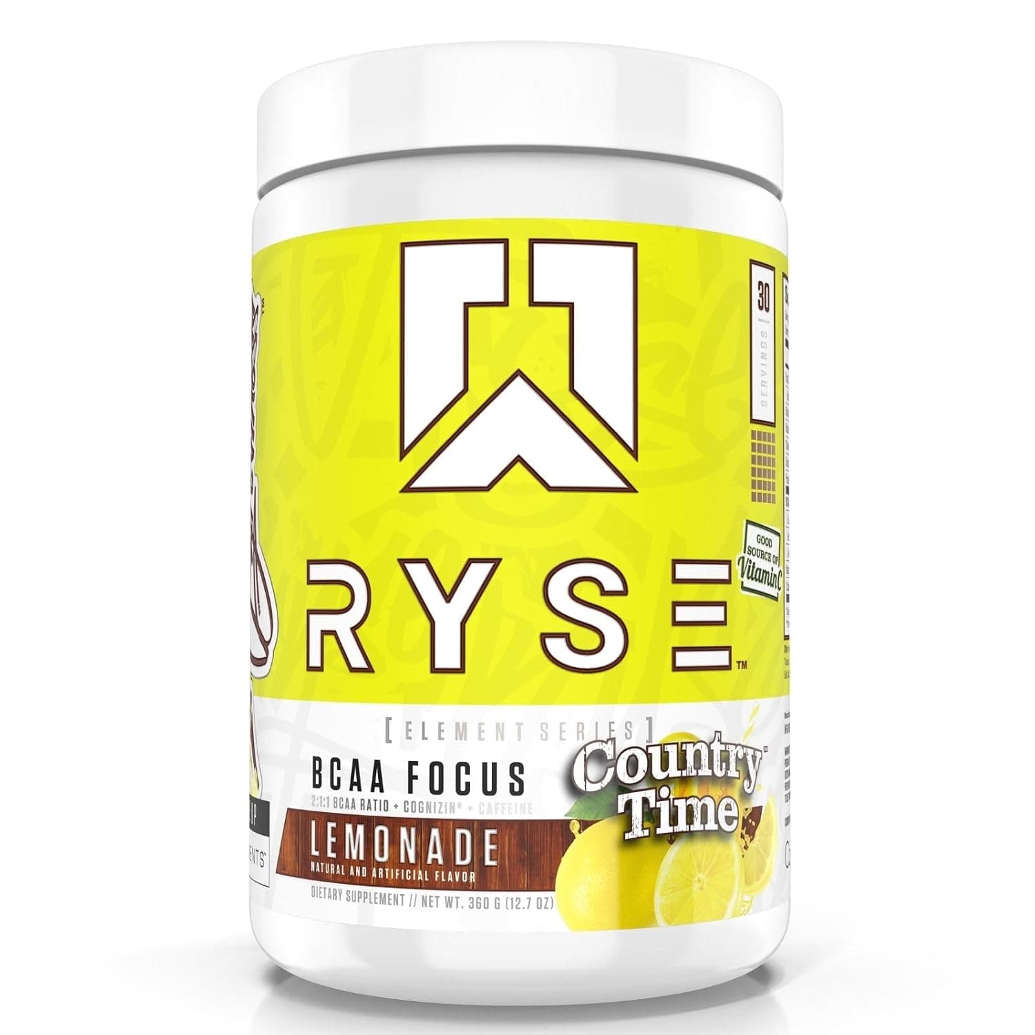 RYSE Up Supplements Ryse Element Series Bcaa Focus | Hydrate, Concentrate & Recover | Designed for Versatility | With Bcaa, Caffeine & Electrolytes | 30 Servings (Country Time Lemonade) 30 Servings