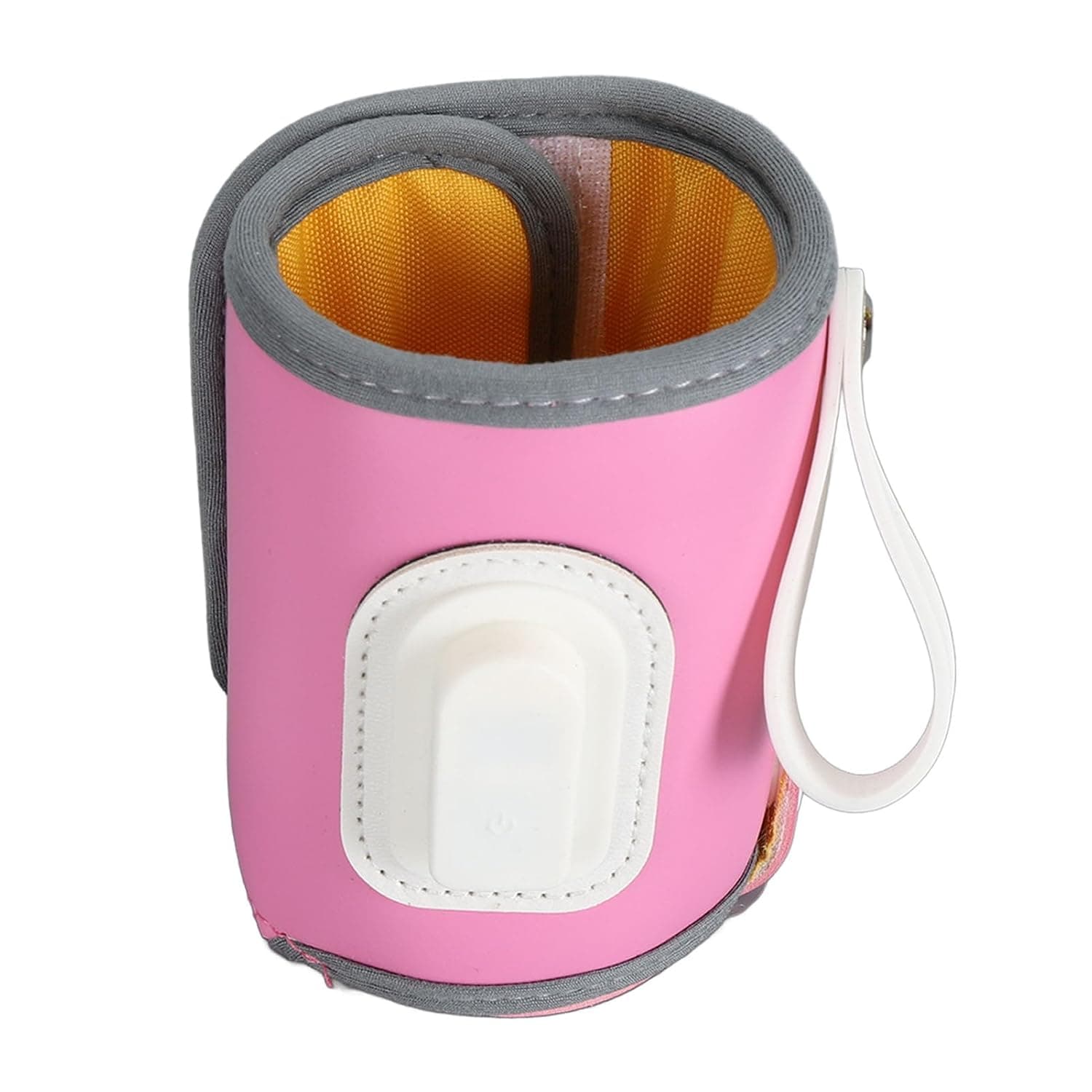 Generic Compact Portable Milk Warmer with Real Time Display Temperature Control for Travel and Outdoor, Made From Durable PU Material (Pink)