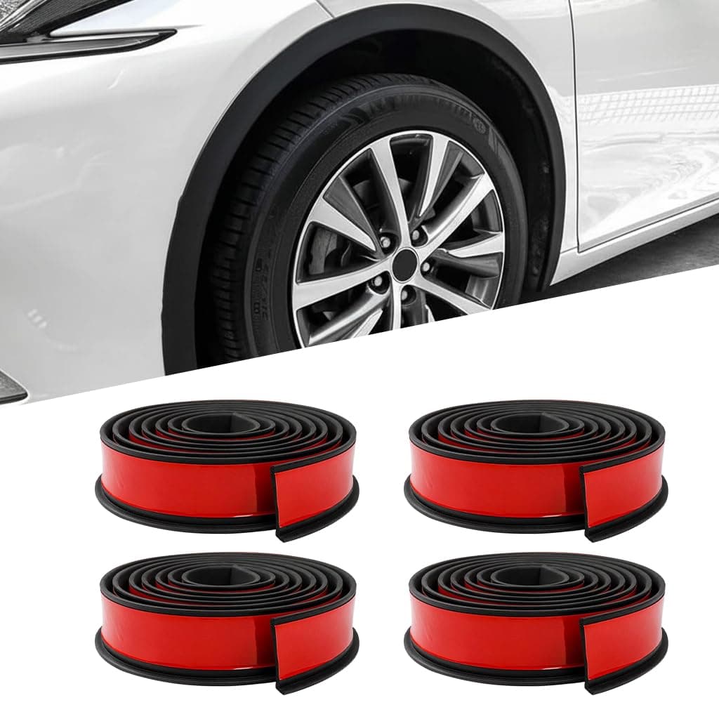 ELEPHANTBOAT 4Pcs Self-Adhesive Wheel Arch Protector Strips, 4.5cm Width Anti-Scratch Car Wheel Elbow Guard Trim, Flexible Rubber Protective Strip for Vehicle Fenders & Edges