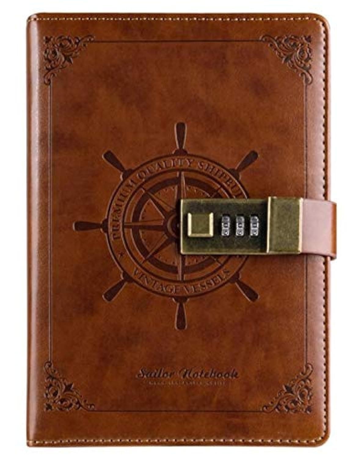 PU Leather Lock Diary Notebook, 25k, Brown