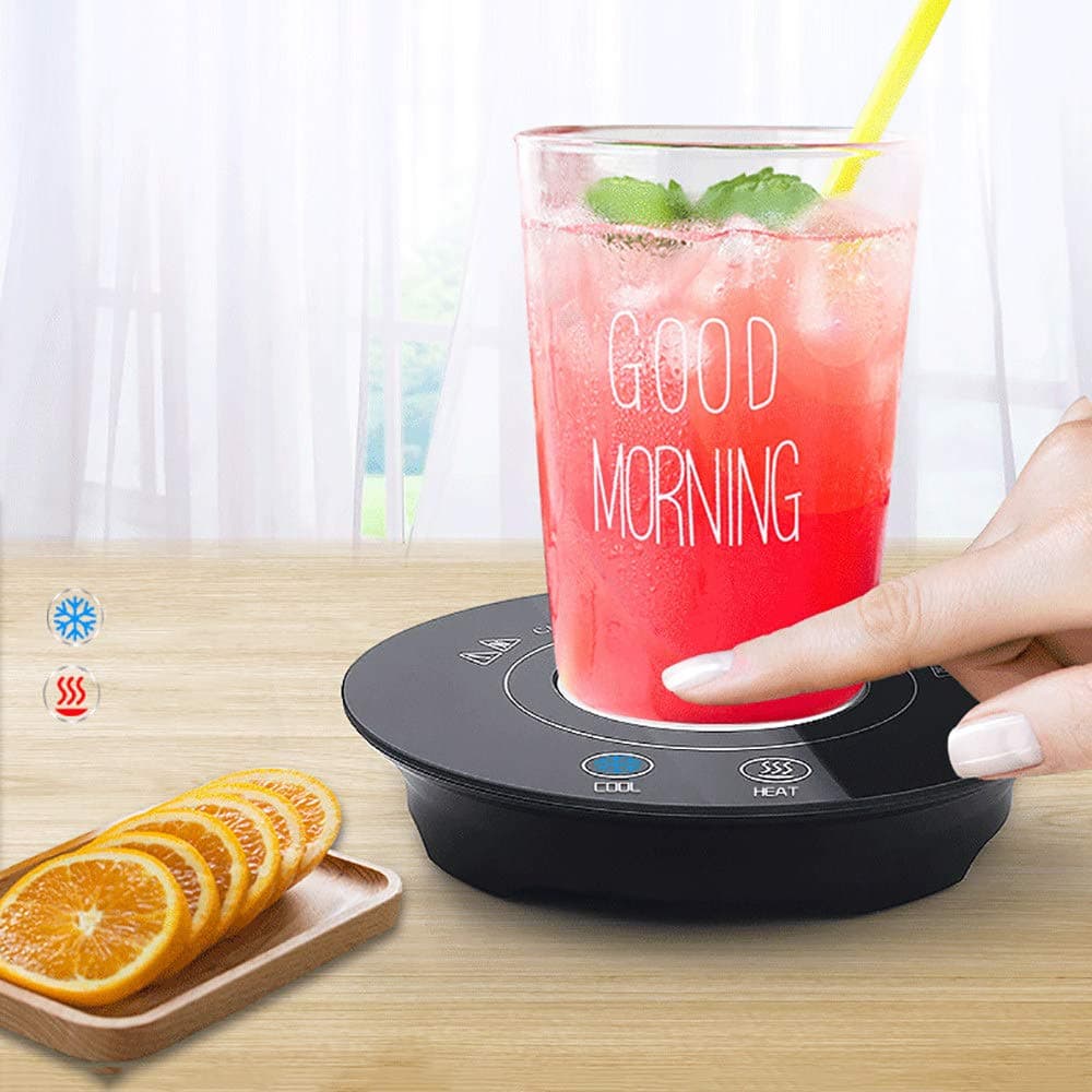 Biolomix 2-in-1 Smart Mug Warmer & Cooler, Protable USB Mug Heater Coaster Waterproof Beverage Cup Mat, Quick Cooling And Heating, 15°C~55°C Temperature Adjustable, for Office or Home Use,Black