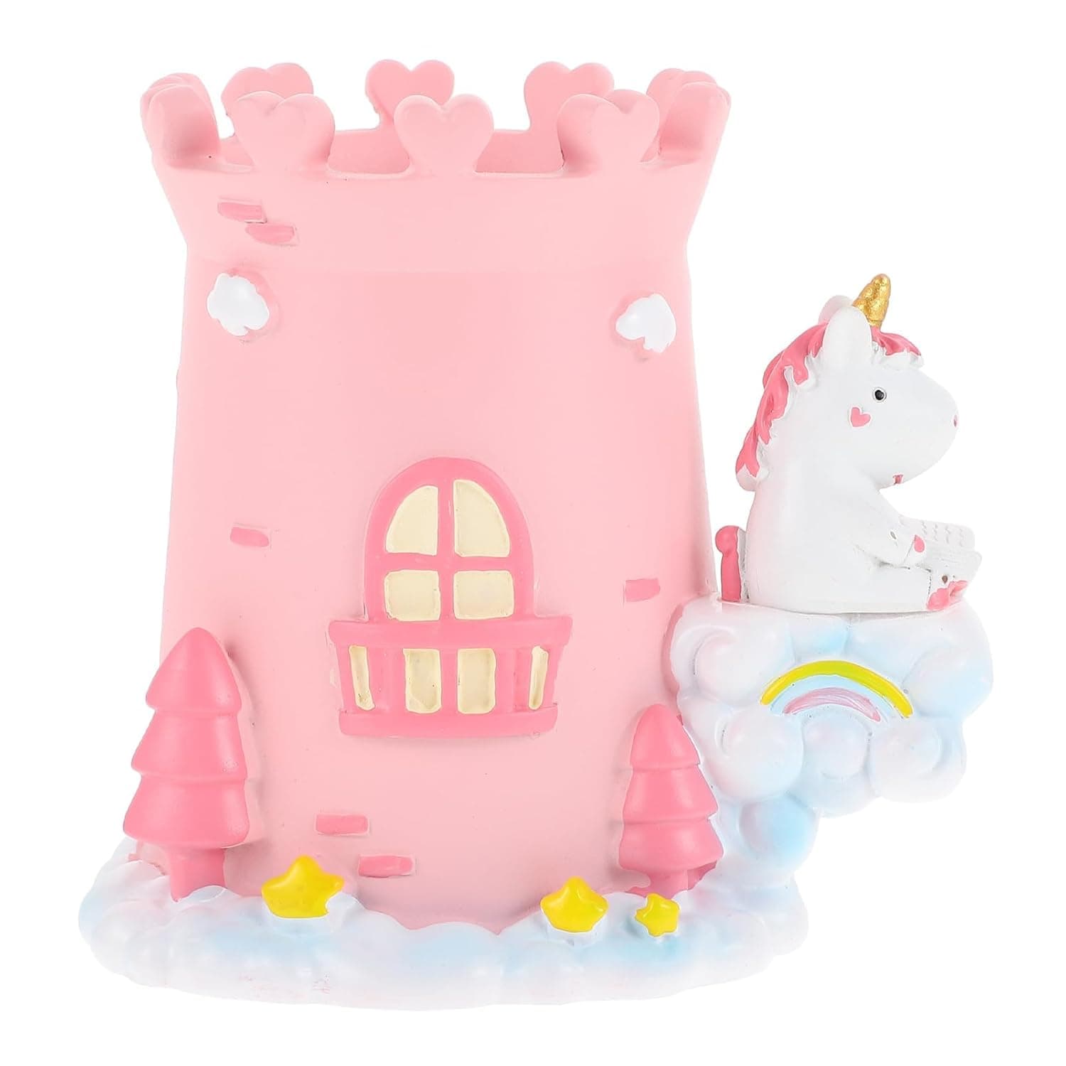 Adorable Unicorn Resin Desk Organizer Pen & Pencil Holder, Multi-Purpose Makeup Brush & Stationery Cup for Girls, Women, Kids - Decorative Desktop Storage for Office & Home