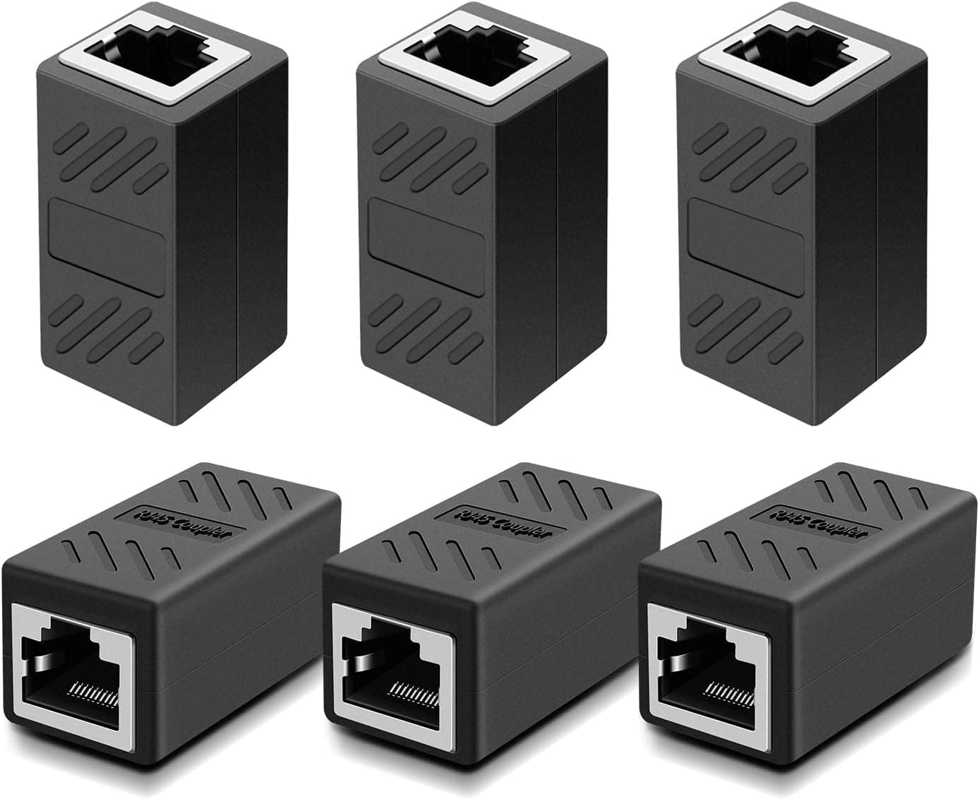 DDB Network RJ45 Adapter 6PCS, Ethernet Coupler, Inline Connector Compatible With Cat7/Cat6/Cat5e/Cat5 for Router/Switch/TV/PC (Black)