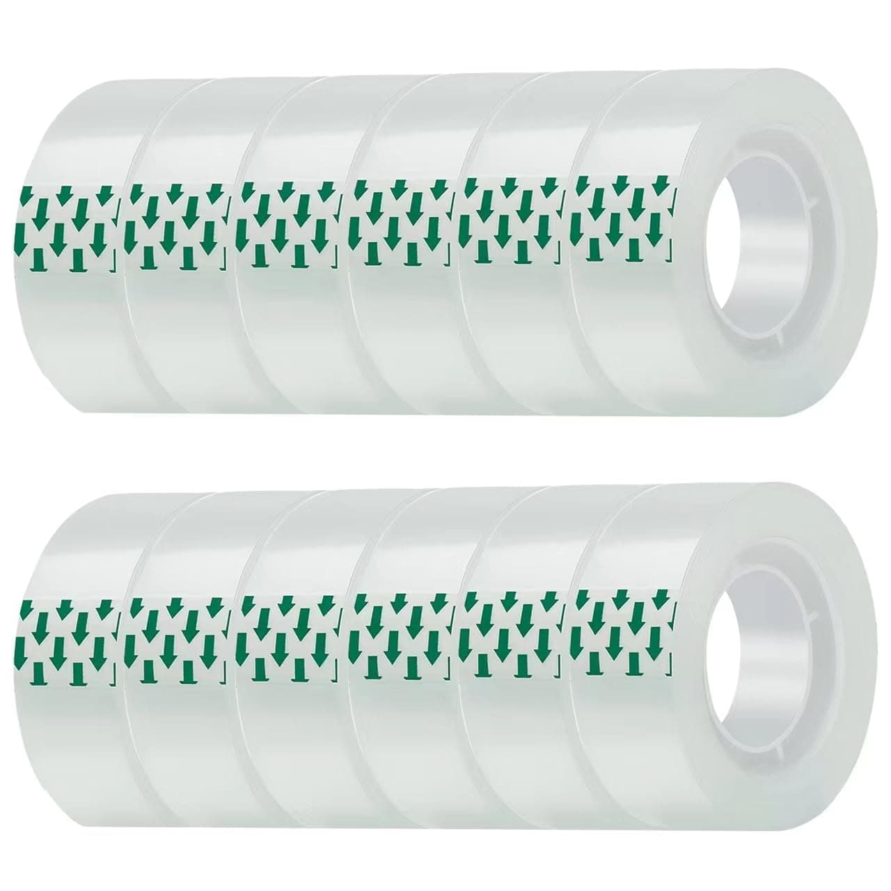 JACMD 12 Rolls Clear Transparent Tape Refills, 3/4 x 900 inches, All-Purpose Glossy Tape for Office, Home, School, Packaging, and Gift Wrapping