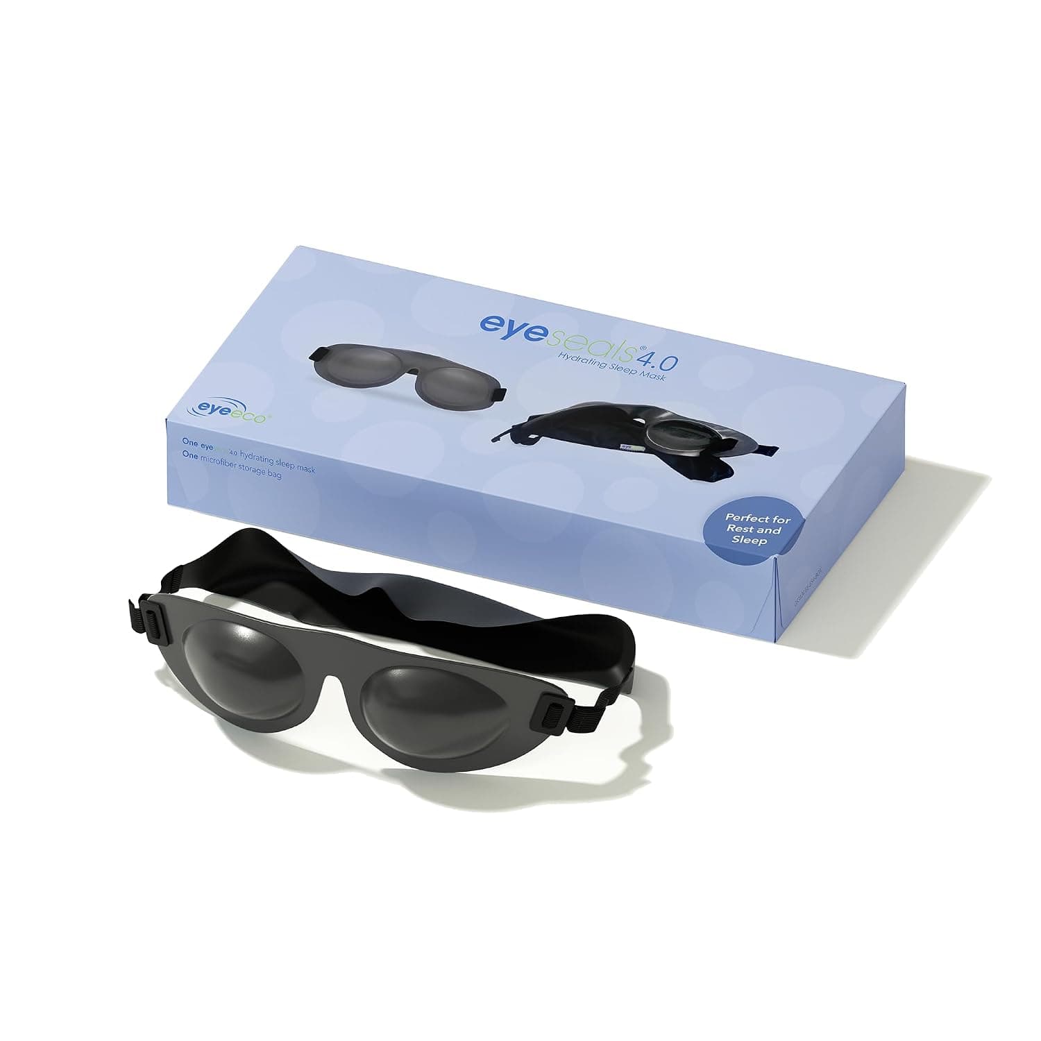 EYEECO Eye Eco Eyeseals 4.0 Hydrating Sleep Mask for Nighttime Relief – Hydrating Relief During Sleep or Rest - Sleep Eye Mask Great for CPAP Users – Hypoallergenic, Latex-Free – Charcoal | Latex-Free Eye Mask for Sleep to Block Dry Air, Retains Moisture to Soothe Dry, Irritated Eyes & Provides Eye Care Overnight