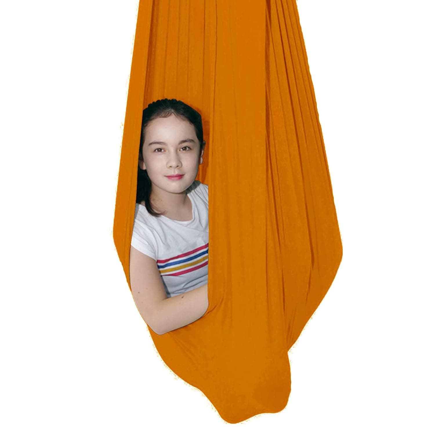 Sensory Swing for adults Indoor kids Therapy Swing Calming Snuggle Hammock durable soft strong fabric swing Best suited for children with SPD Autism and Asperger (Color : Orange, Size : 1M x 2.8M)