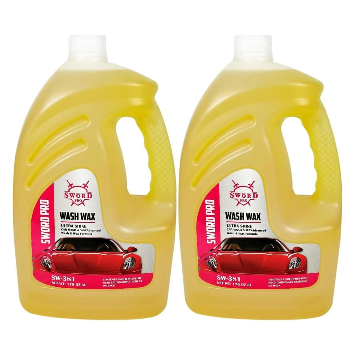 Sword Pro Wash Wax - 5L Ultra Shine Car Wash & Wax Formula, High Foam, Protects & Shines Car Exterior - 2 PCS