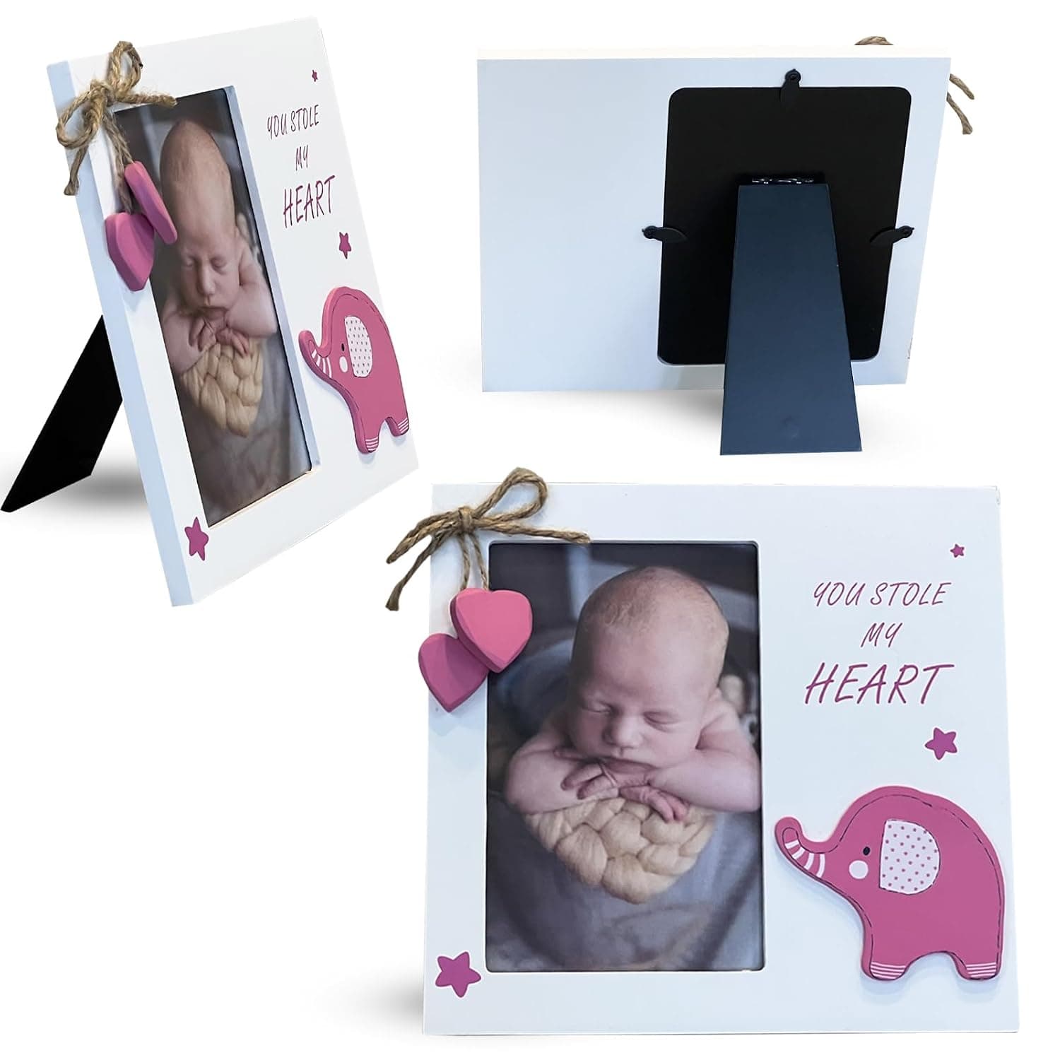 Baby Girl You Stole My Heart Newborn Baby Essentials Wooden Picture Frame - Perfect for Baby Shower, Pregnancy Gift, Mom Gifts, Grandma Gift Ideas & Nursery Decor. Fits 4 x 6 Pic