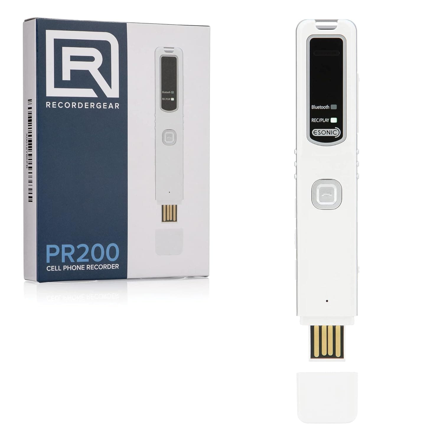 PR200 Bluetooth Cell Phone Call Recording Device, iPhone & Android Mobile Recorder, Record Voice/Meetings/Memos