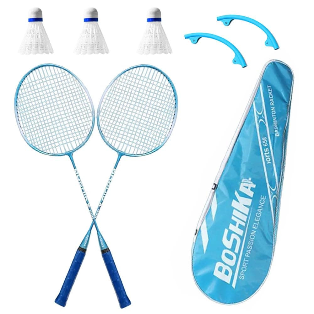 Badminton Rackets Set for Outdoor Backyard Games, Including 2 Rackets, 3 Nylon Shuttlecocks, 2 Replacement Grip Tapes and 1 Carrying Bag, Lightweight Badminton Racquets for Beginners