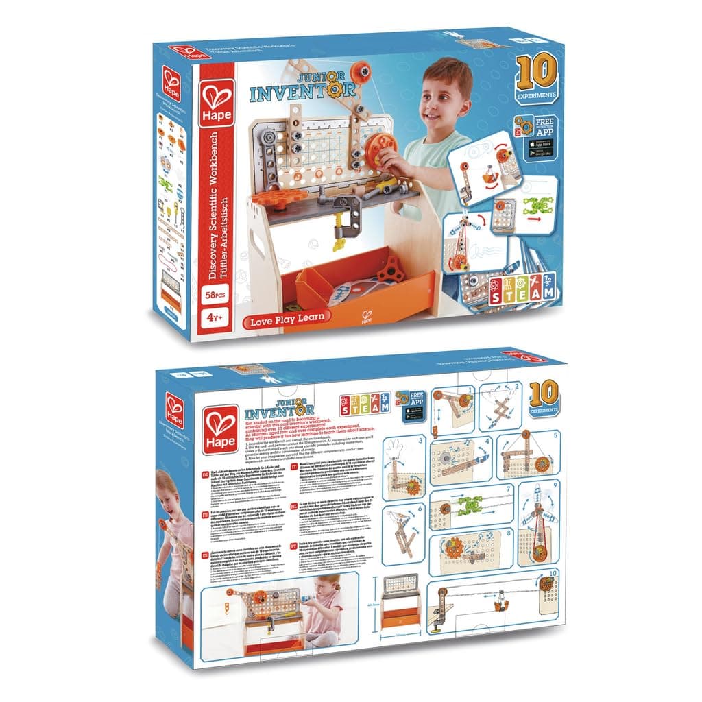 Hape Discovery Scientific Workbench 58pc – STEM Construction Toy for Kids 4+, Build & Explore 10+ Experiments, Educational Scientific Workshop, Creative Learning & Hands-On Fun for Young Scientists