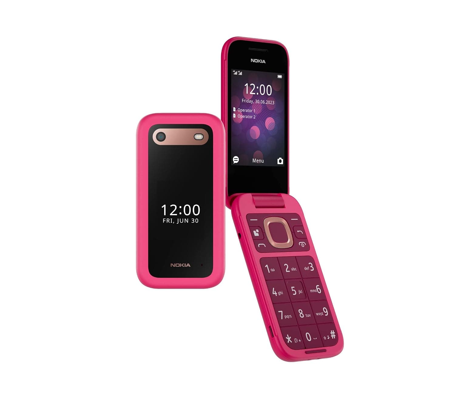 Nokia 2660 Flip Dual-SIM 128MB ROM + 48MB RAM (GSM Only | No CDMA) Factory Unlocked Android 4G/LTE Smartphone (Pop Pink) - International Version
