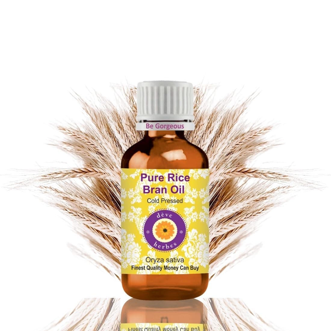 Deve Herbes Pure Rice Bran Oil (Oryza sativa) with Glass Dropper | Cold Pressed | Natural | Undiluted | For Diluting Essential Oils | For Skin & Massage | Men & Women | 30ml