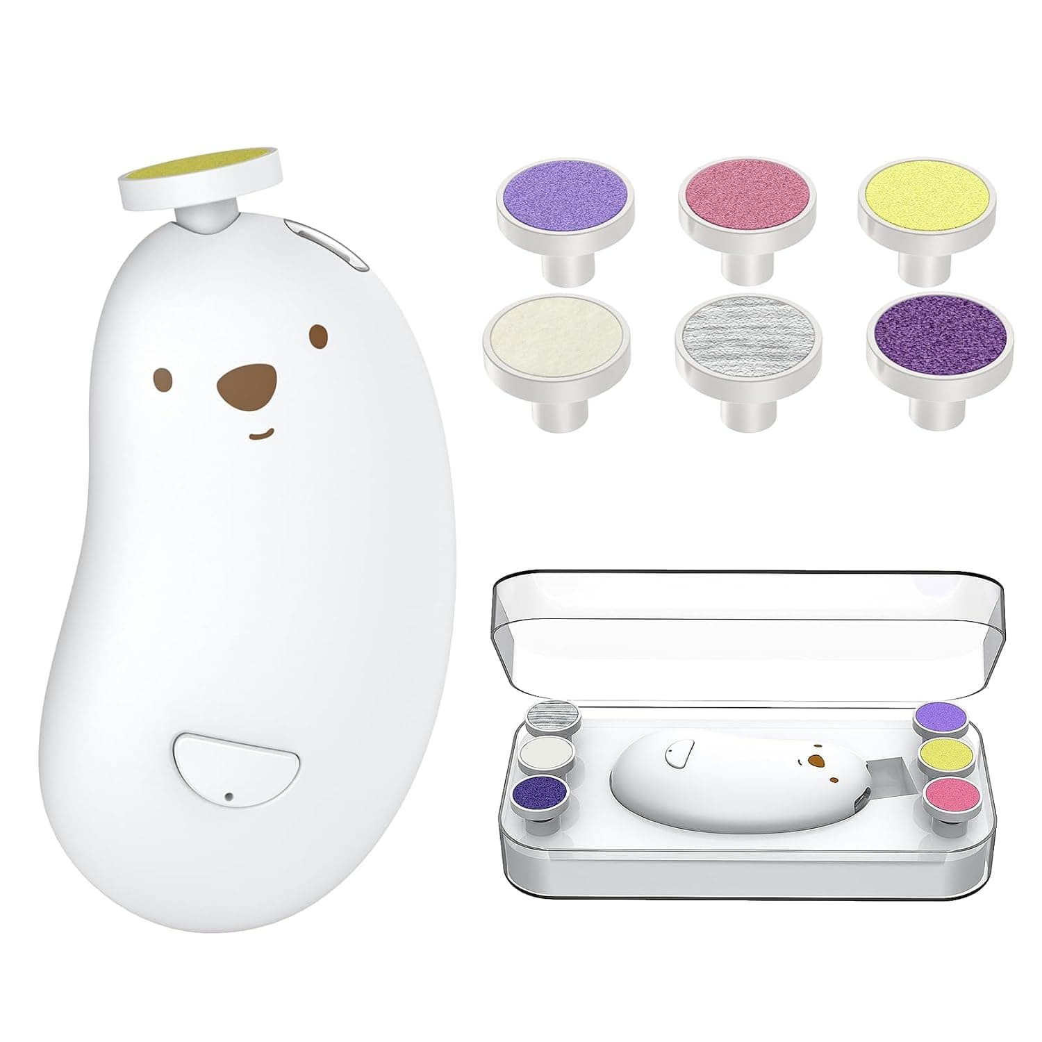 Baby Nail Trimmer Electric, Rechargeable Baby Nail Clippers with 6 Grinding Heads and LED Light, Safe Baby Nail File Set for Newborn Toddler Toes & Fingernails Polish, Trim Care, Ergonomic Grip