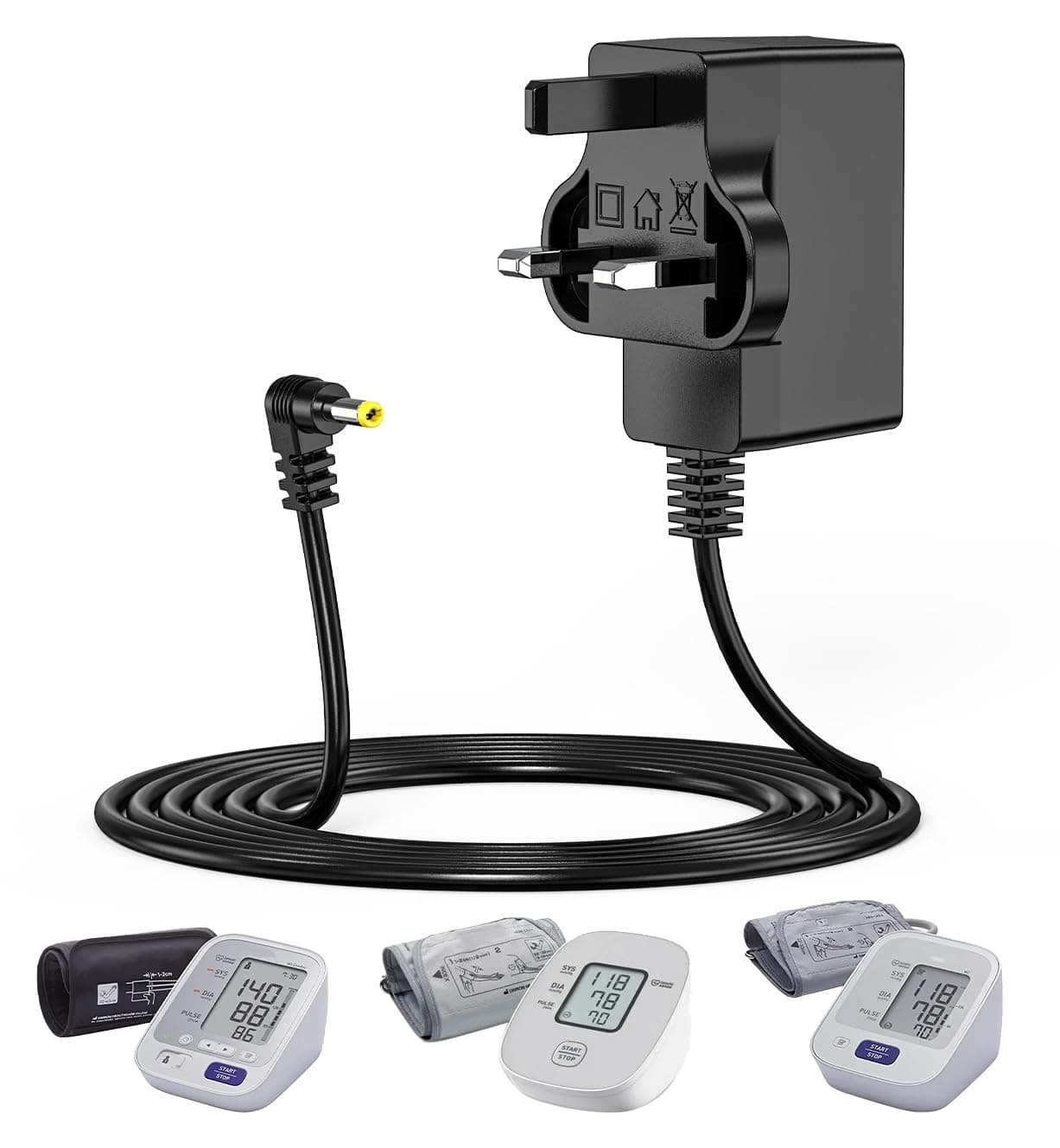 Mellbree Power Adapter Power Cable Fit for Omron Blood Pressure Monitor | Compatible with M2 Basic, M3, M4, M6, M7, M10, X2, X3, X4, X7, RS1, RS2 HHP-BFH01