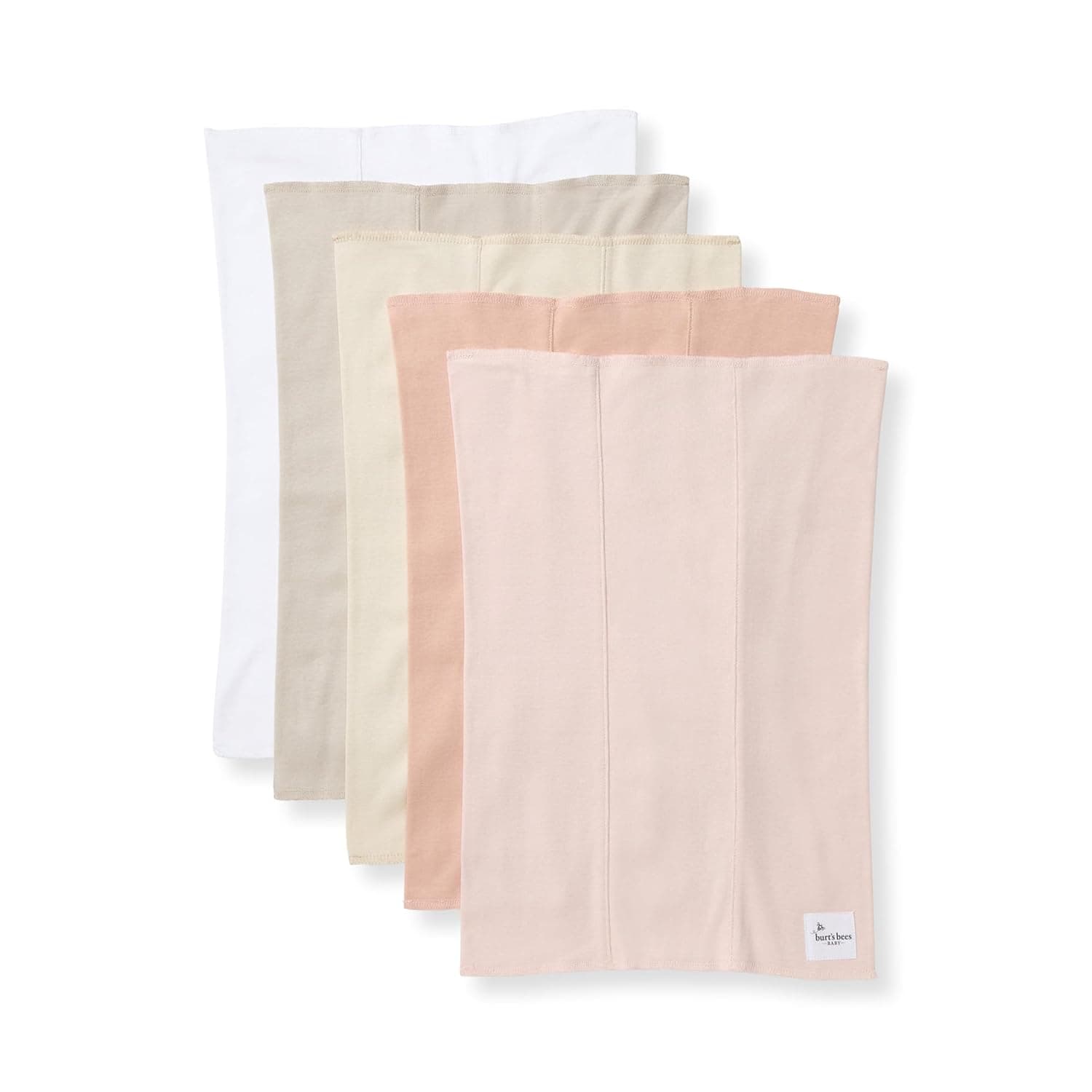 Burt's Bees Baby Infant Burp Cloths, 100% Organic Cotton Extra Absorbent Soft Fabric Drool Cloths, 5-Pack Newborn Must-Have Essential Large Burping Cloths, One Size 17 x 11.75 Inches | Extra absorbent large burp cloths are perfect for catching every messy moment